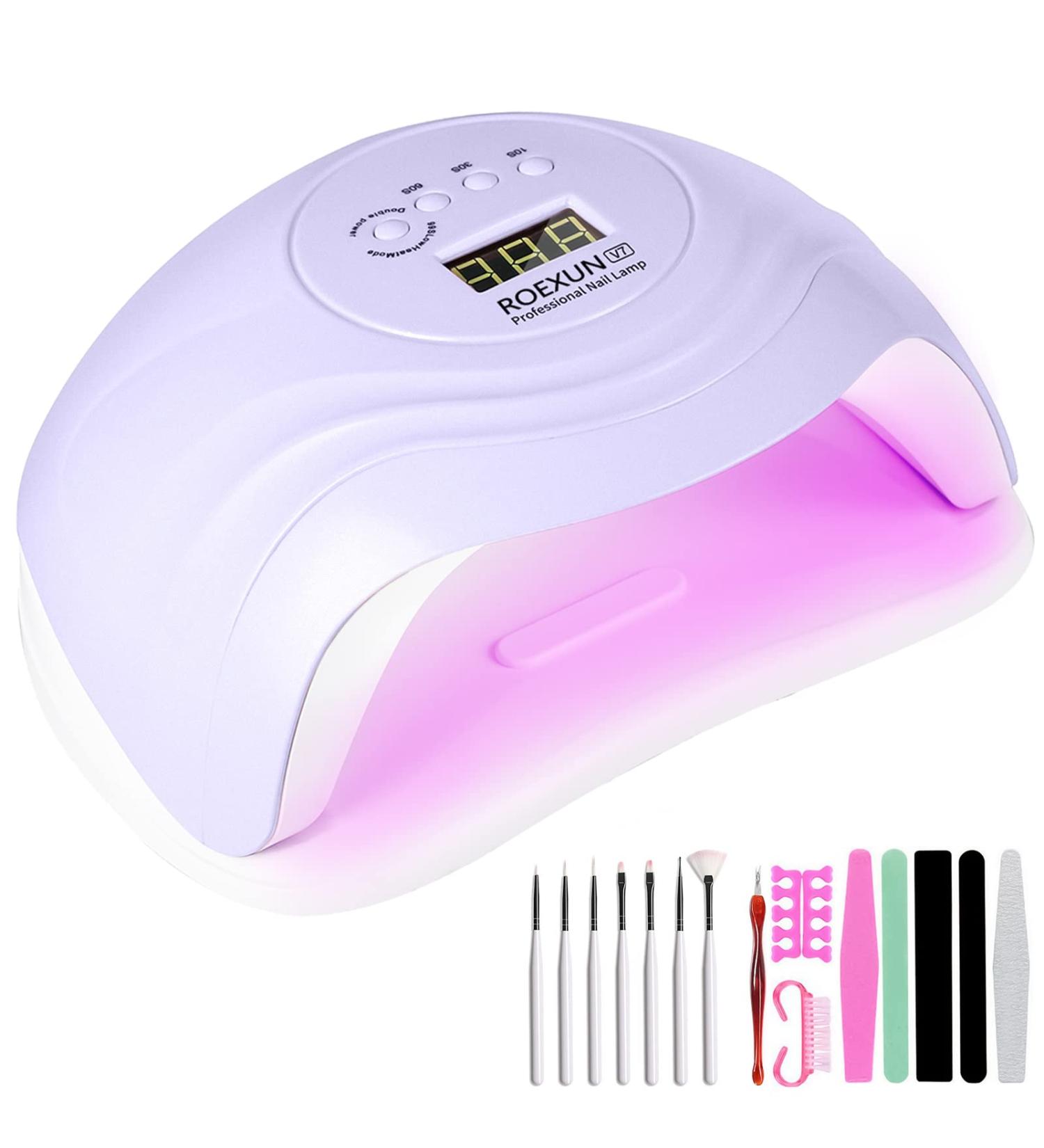 Roexun 168W UV LED Nail Lamp - Portable USB Nail Dryer for Gel Polish with Auto Sensor & 4 Timer Settings | Perfect for Fingernail & Toenail Care - Buy Online on SooperMarket.com