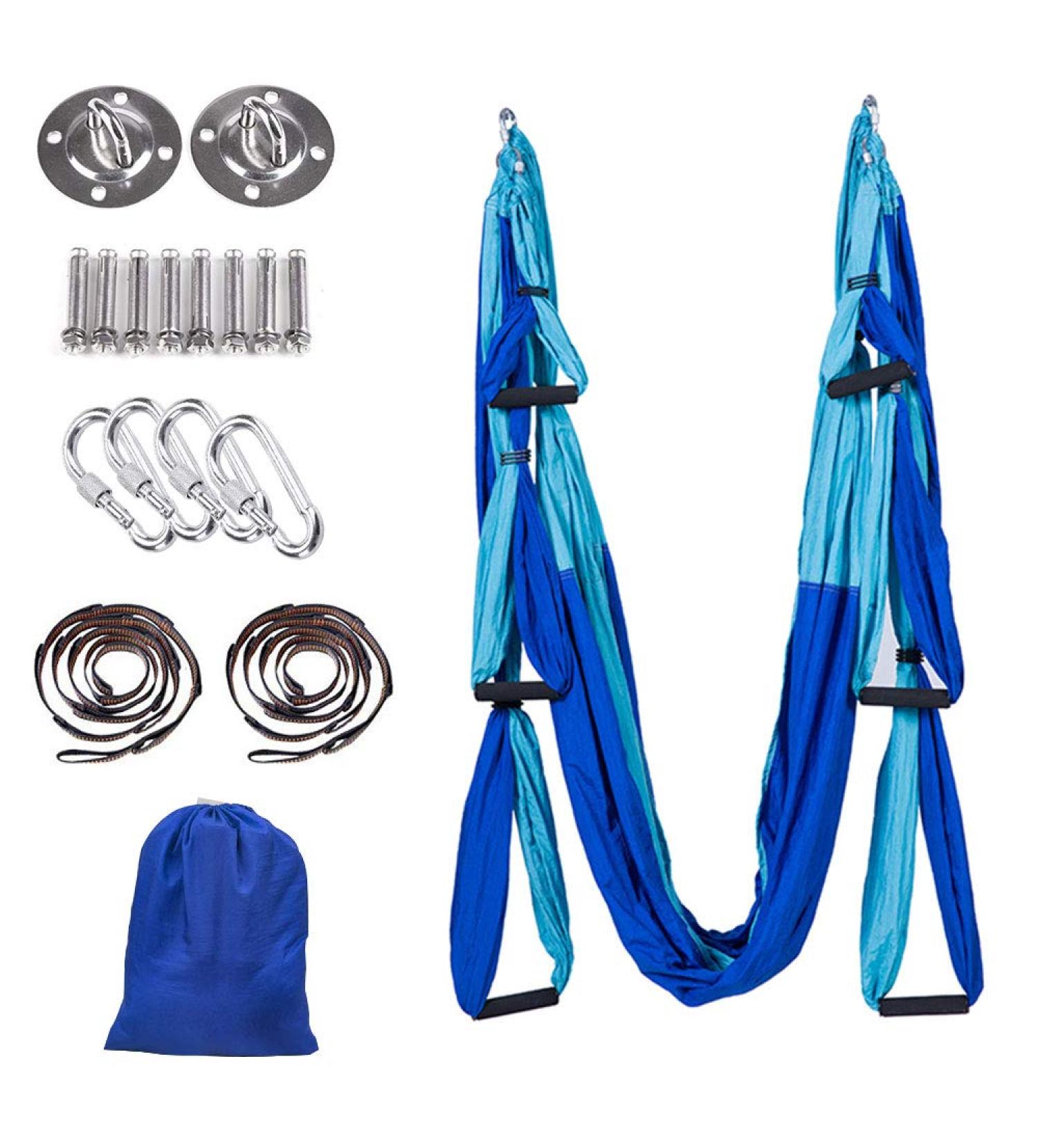 MelkTemn Aerial Yoga Swing Set - Dark Blue & Light Blue | Premium Inversion Tool for Gym and Home Fitness - Buy Online on SooperMarket.com