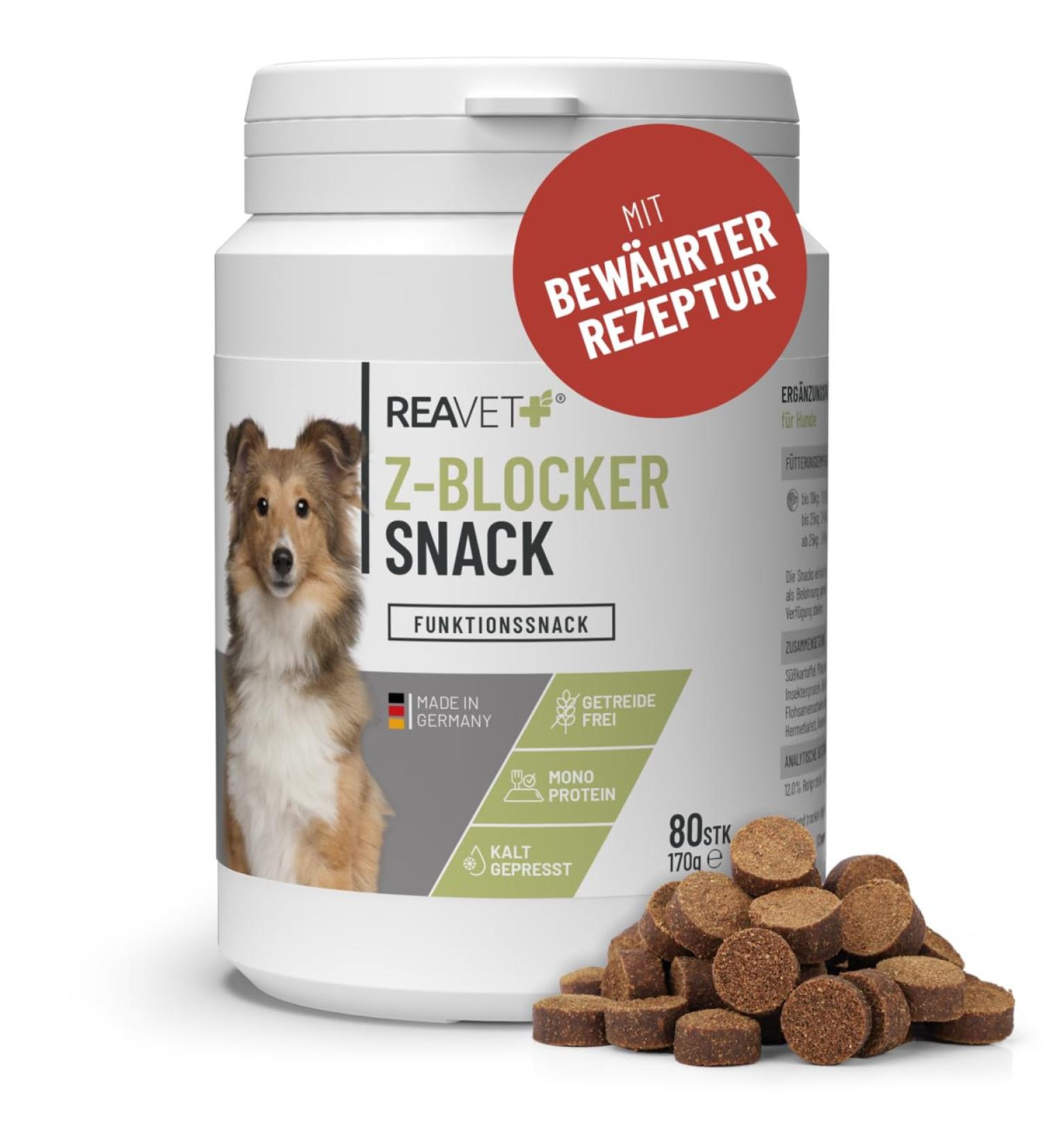 Reavet Z-Blocker Snack for Dogs (170g) - Grain-Free Long-Lasting Treat with Black Cumin Oil Cistroid & Coconut Oil - Optimal Rewards for up to 3 Months - Buy Online on SooperMarket.com