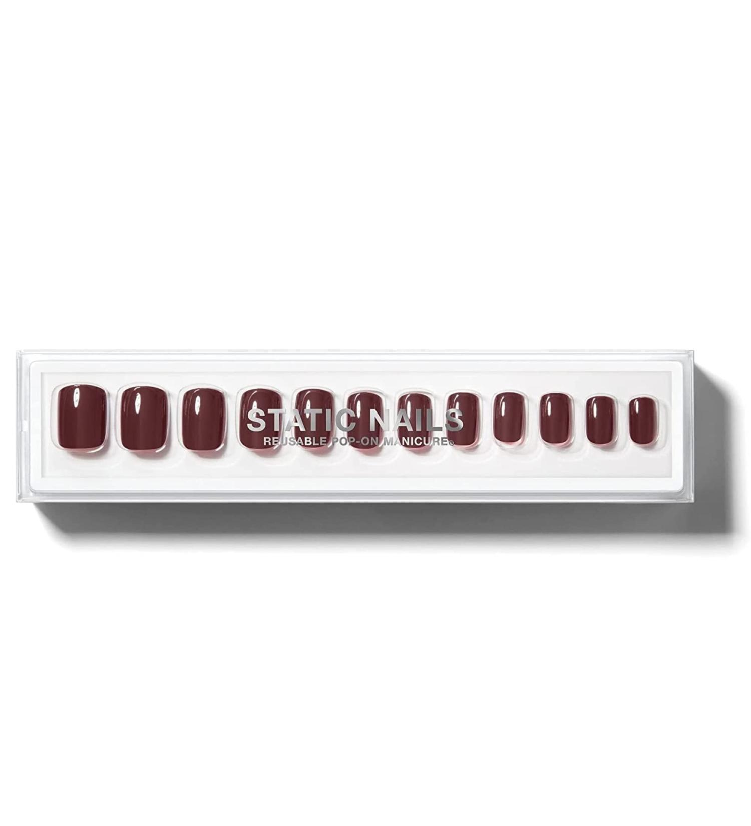 Static Nails Reusable Pop-On Manicure Set - Vamp Square False Nails with Non-Damaging Glue - Nail Set with Static Nail Glue - Fake Acrylic Press On Nails - Buy Online on SooperMarket.com