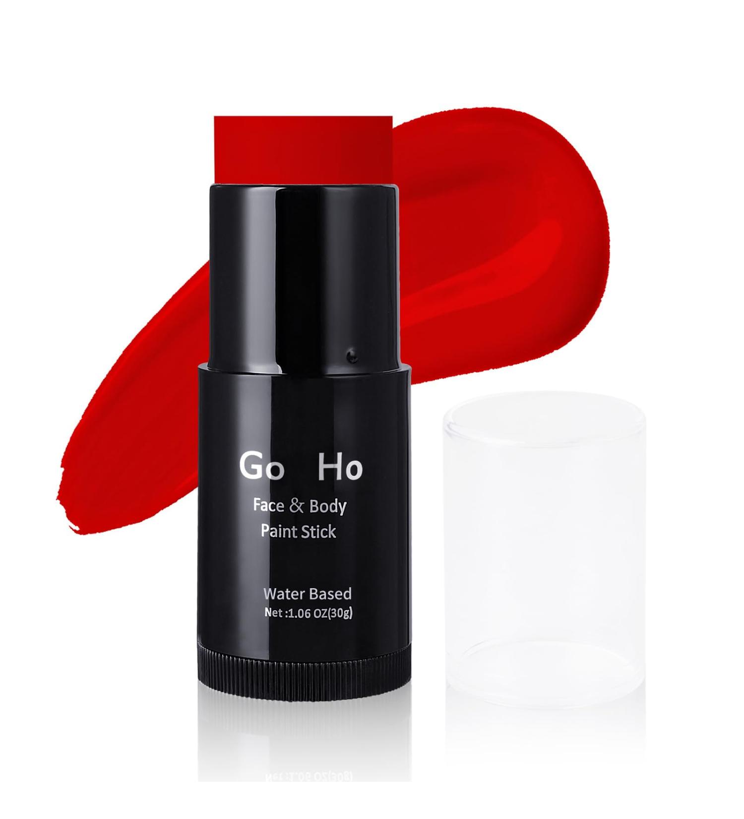 Go Ho Water Based Red Face Paint Stick 1.06 Oz - Non-toxic Cream Body Paint for Adults & Kids - Washable Full-coverage Makeup Stick for Theater, Halloween, SFX & Cosplay - Buy Online on SooperMarket.com