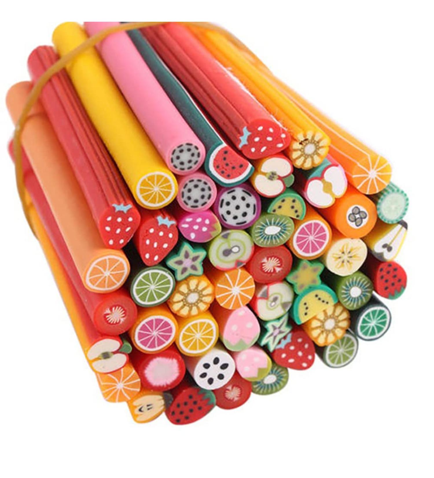 Soft ceramic stripPack Of 50 Cute Nail Art Canes Sticks Manicure Canes 3D Fruit Pattern Slices Perfect For Diy Crafts Cellphone Decoration Nail Art Decoration(Fruit) - Buy Online on SooperMarket.com