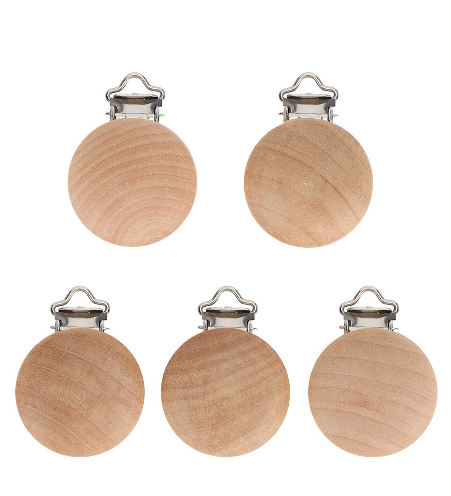 Cikonielf 5pcs Wood Pacifier Clips - 3cm Baby Pacifier Belt Holder & DIY Accessories for Teething - Buy Online on SooperMarket.com
