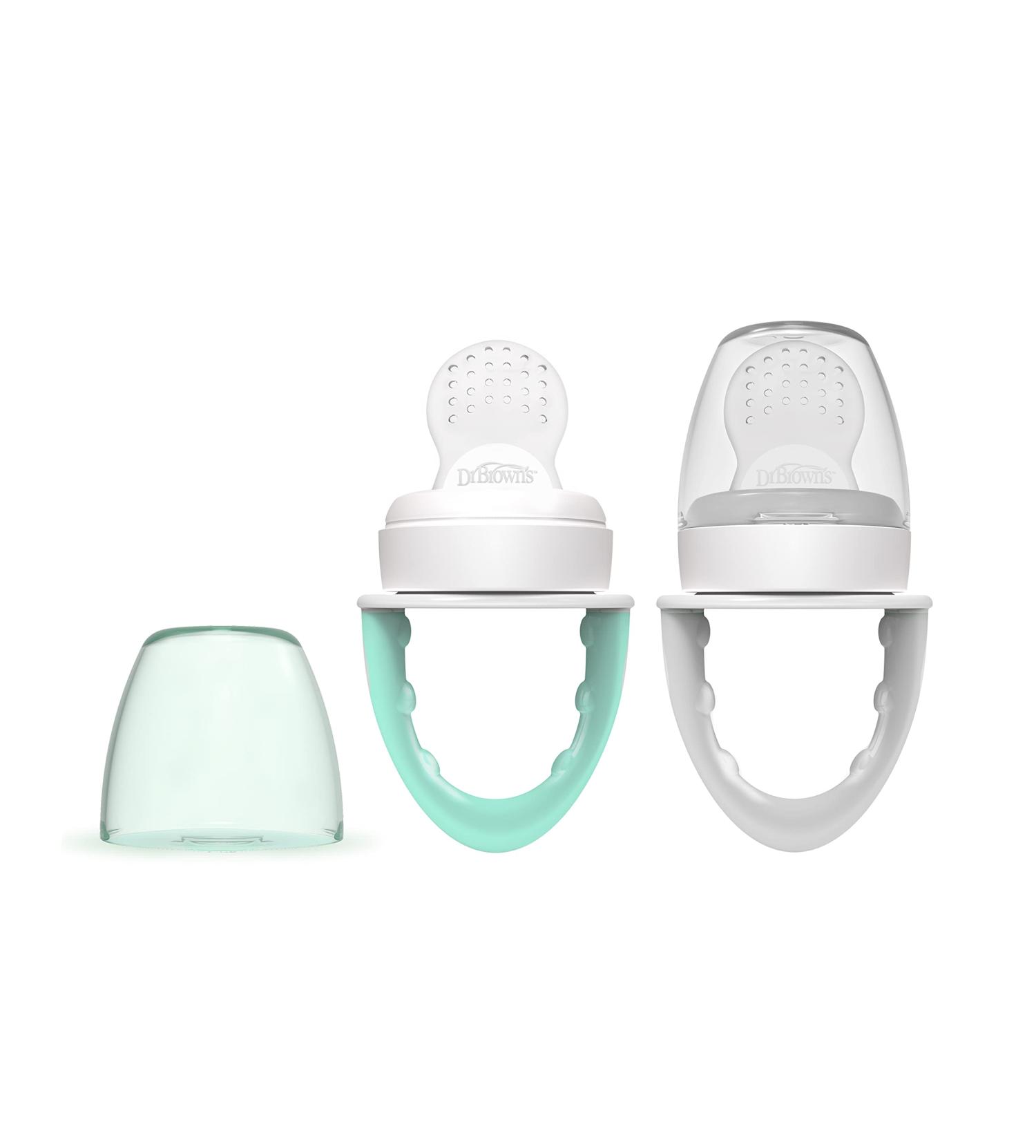 Dr. Brown's Fresh First Silicone Feeding Station - Mint Green & Grey 2 Pack | Best for Baby Feeding - International Shipping Available - Buy Online on SooperMarket.com