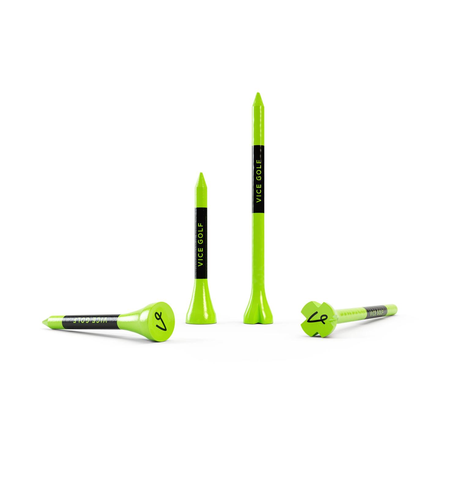 Vice Golf Tees Set - 60 Driver Tees & 15 Short Tees | Neon Lime Color - Buy Online on SooperMarket.com