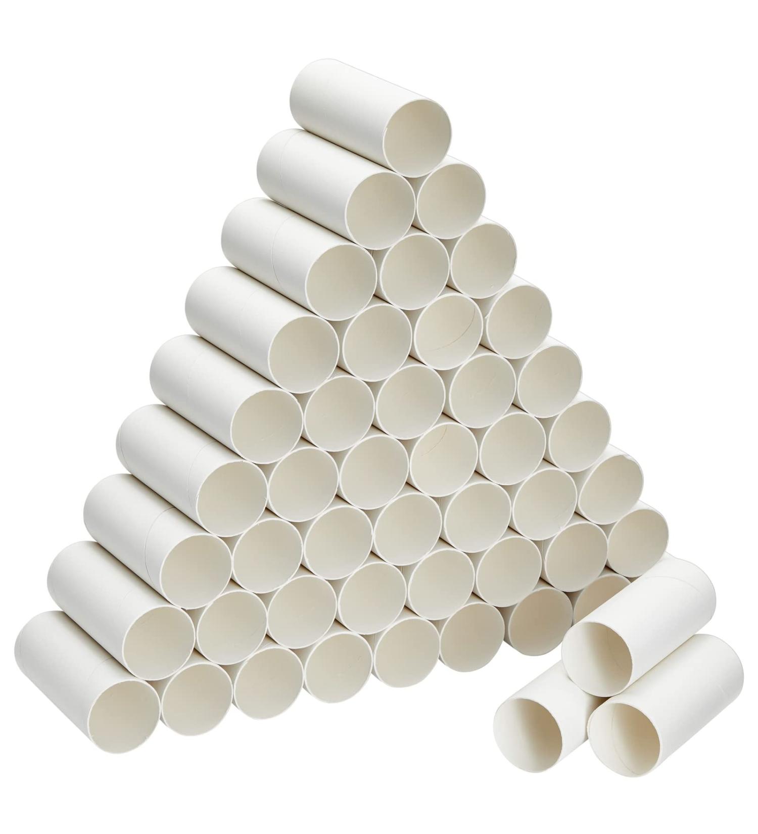 48 Pack Cardboard Tubes for Crafts, Empty Toilet Paper Rolls (1.6 x 4 Inches) - DIY Projects for Classroom - White - Buy Online on SooperMarket.com