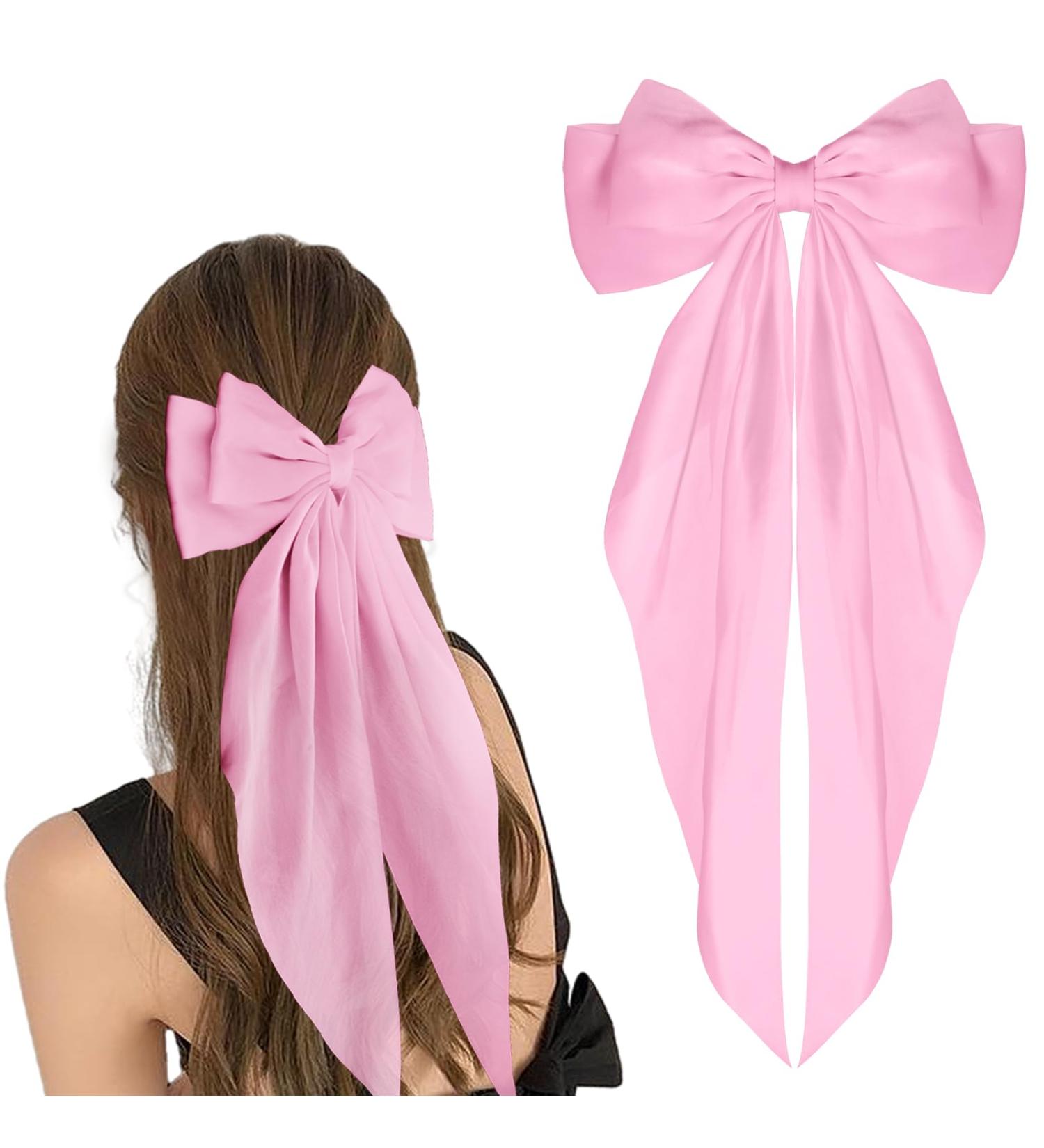 Shop Wllhyf Pink Hair Clips - 90s Satin Loop Hairpins for Women & Girls | Perfect for Parties & Everyday Style - Buy Online on SooperMarket.com