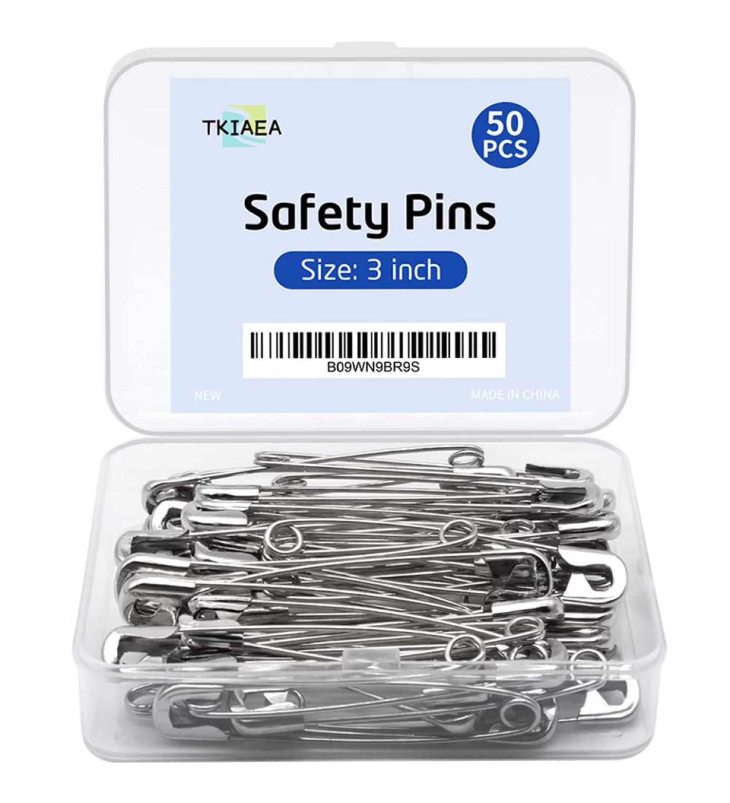 Tkiaea 3 Inches Large Safety Pins Pack of 50 Big Heavy Duty Safety Pins Safety Pins Bulk Stainless Steel Safety Pins Silver - Buy Online on SooperMarket.com