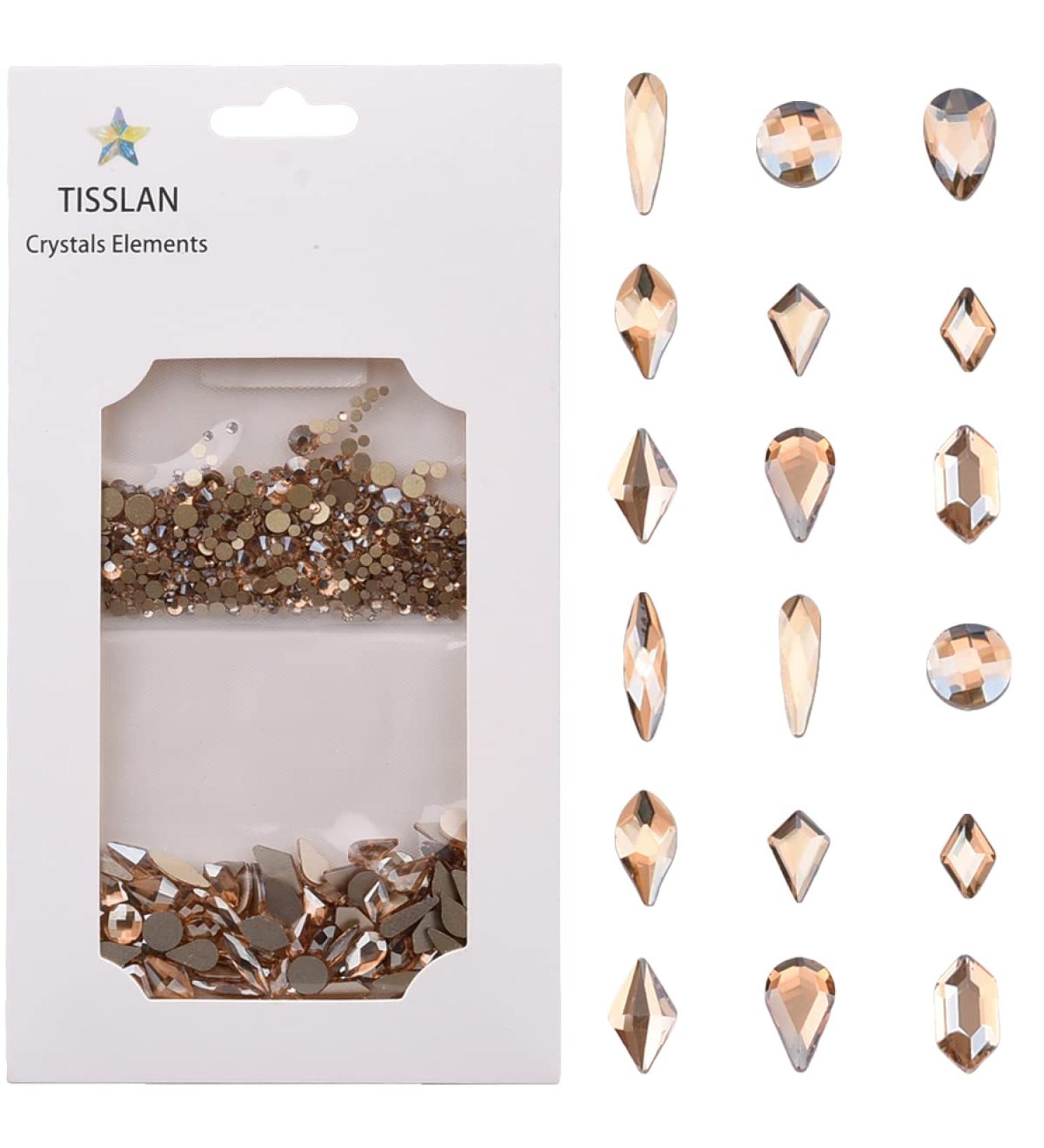 Golden Shadow Glass Nail Rhinestones & Loose Round Beads Set - 100pcs Flatback Rhinestones + 720pcs Diamond Mix Size Beads - Nail Art Supply - Buy Online on SooperMarket.com