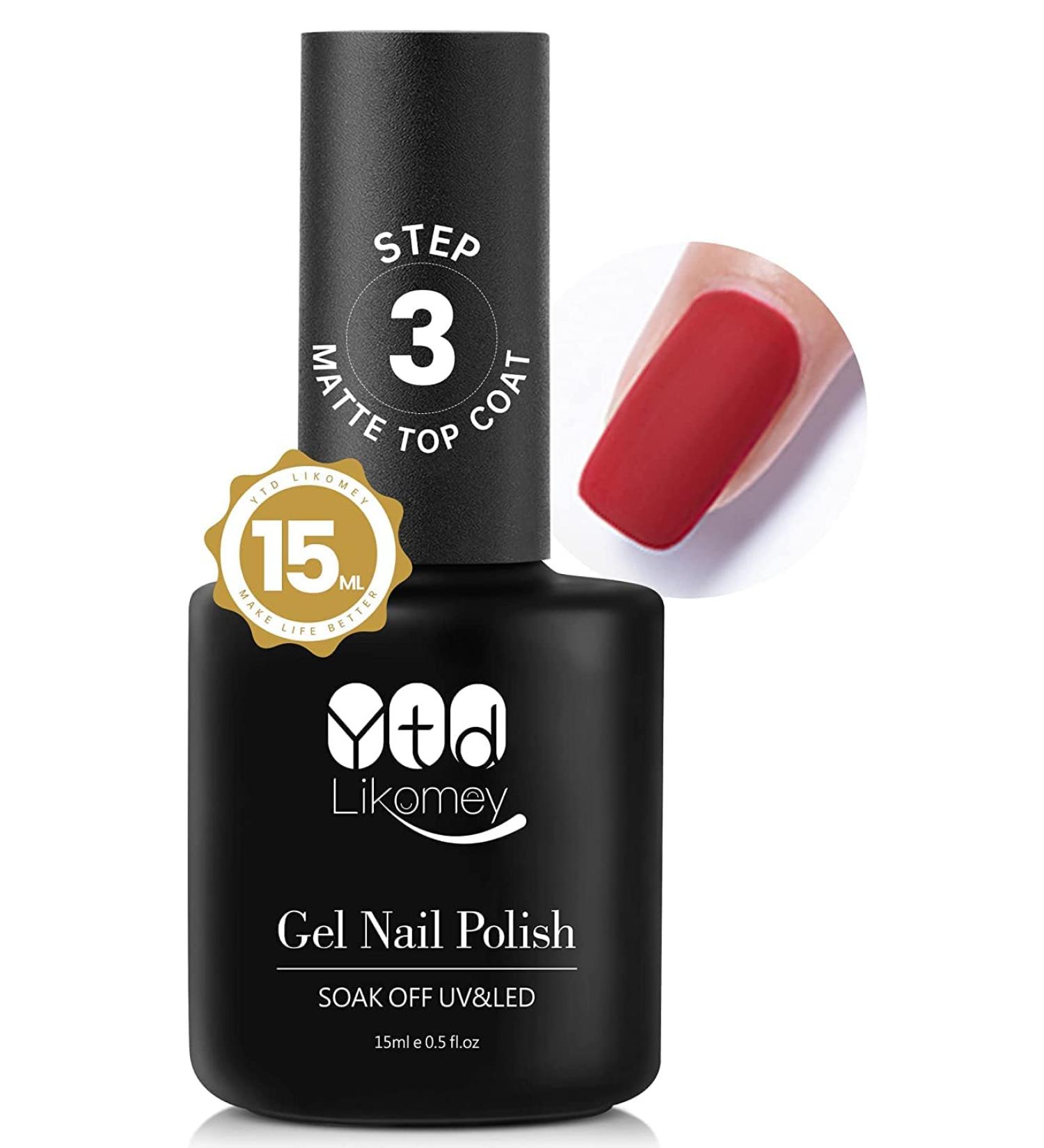 YTD Likomey Gel Nail Polish Matte Top Coat 15ML - Long Lasting Soak Off UV No Wipe Velvet, Salon Quality Clear Gel for DIY Manicure - 0.5 Fl Oz - Buy Online on SooperMarket.com