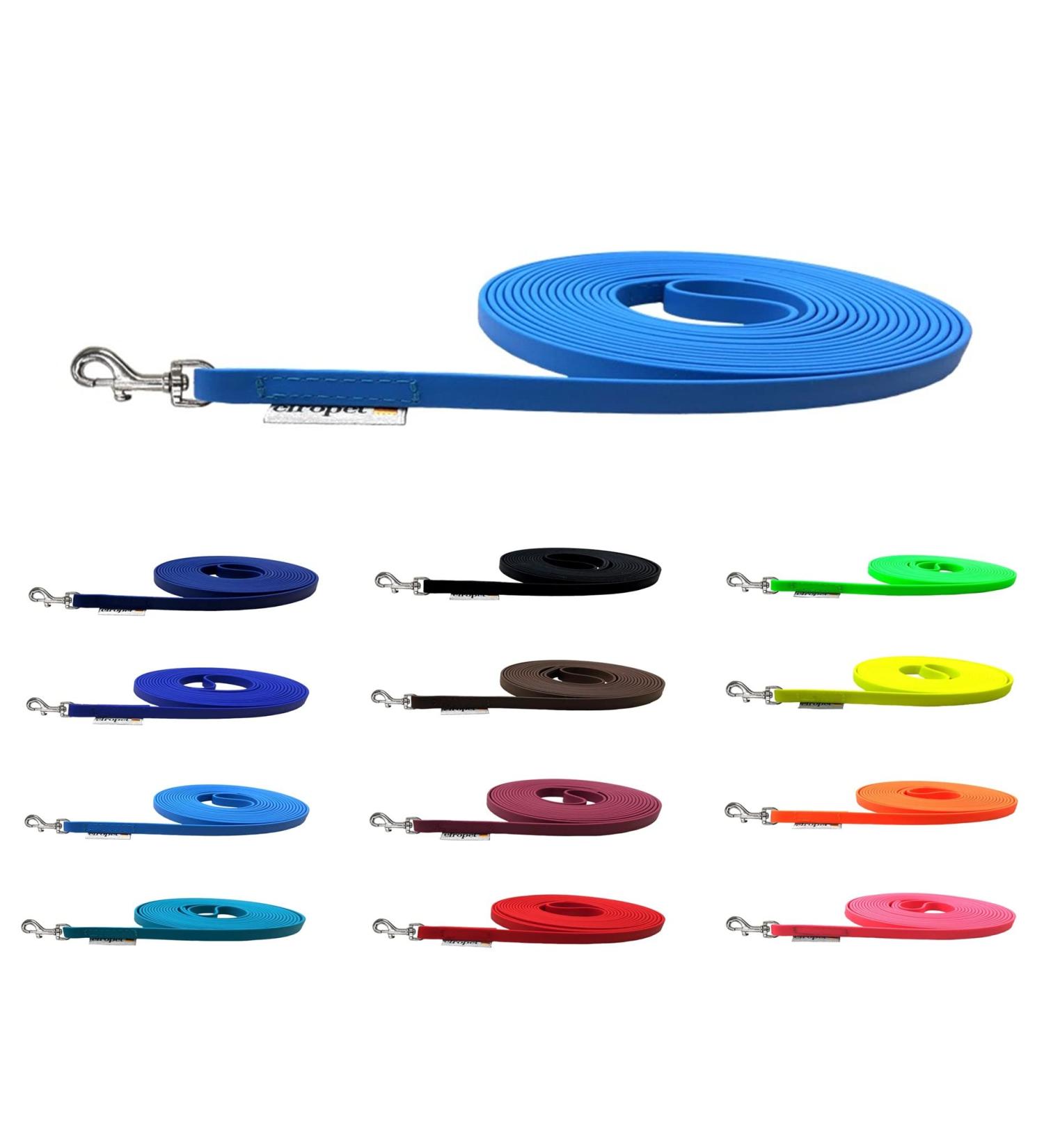 Drag Line Biothane Dog Leash for Small Dogs - 9mm 3m/10m/15m Light Blue 1.30m without Hand Loop - Buy Online on SooperMarket.com