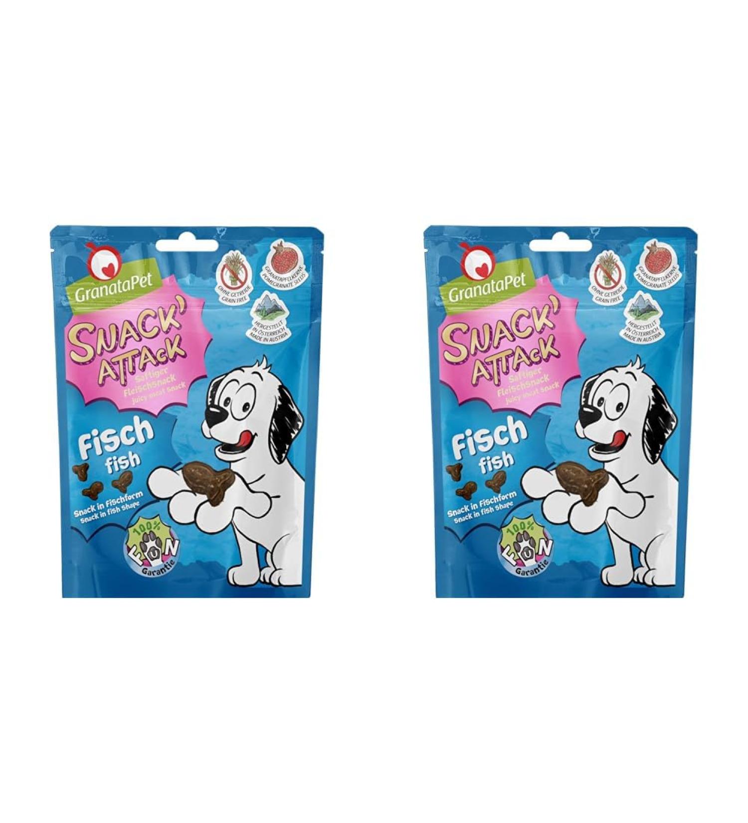 Granatapet Snack 'Attack Fish' - 100g Soft Dog Treats | 2 Pack | Grain-Free Sugar-Free Delicious Snacks for Dogs - Buy Online on SooperMarket.com