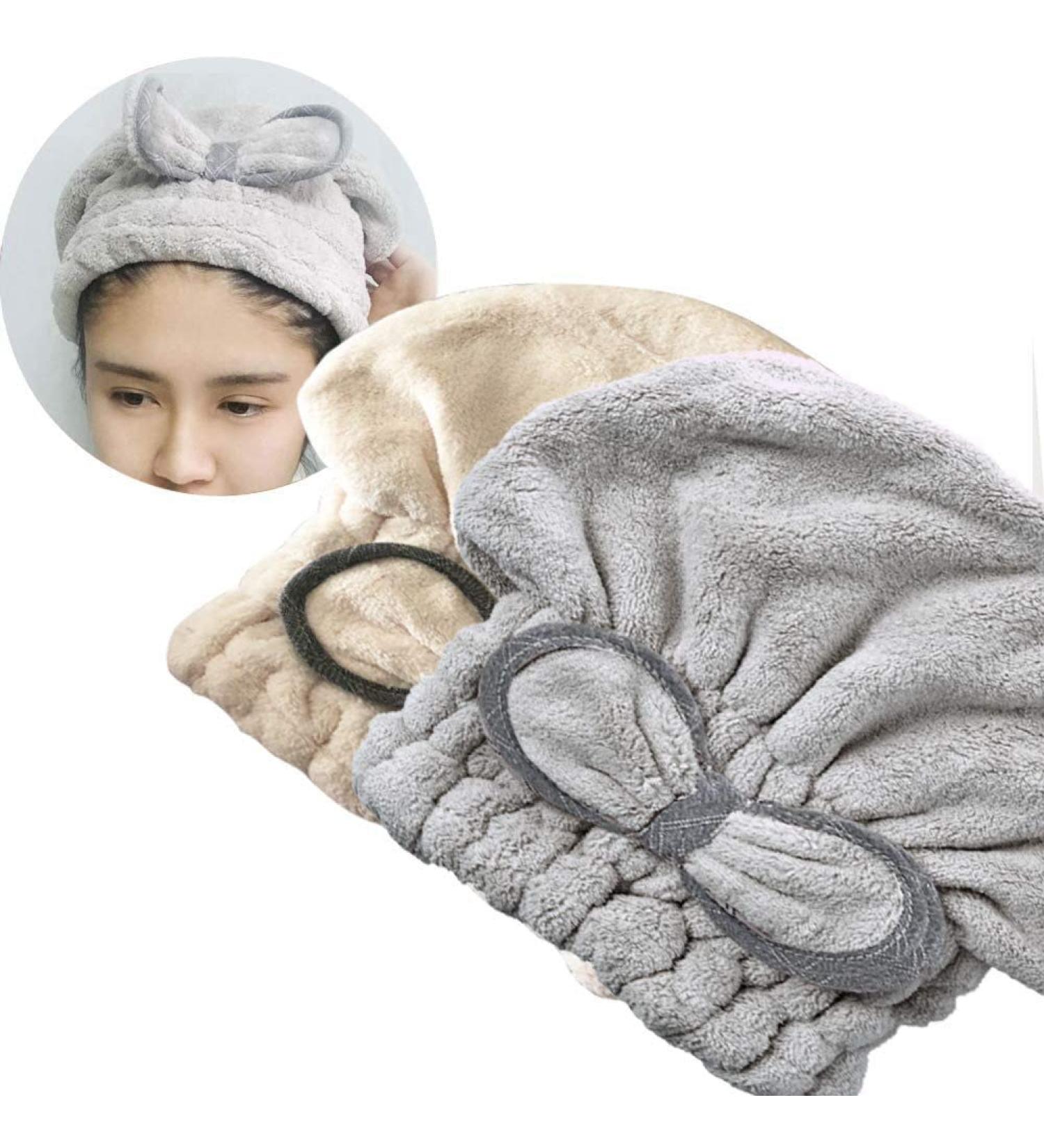 Buy Jseng Ultra Absorbent Microfiber Hair Drying Towel Cap Fast Drying & Soft Shower Cap for Women & Girls | Gray & White - Buy Online on SooperMarket.com