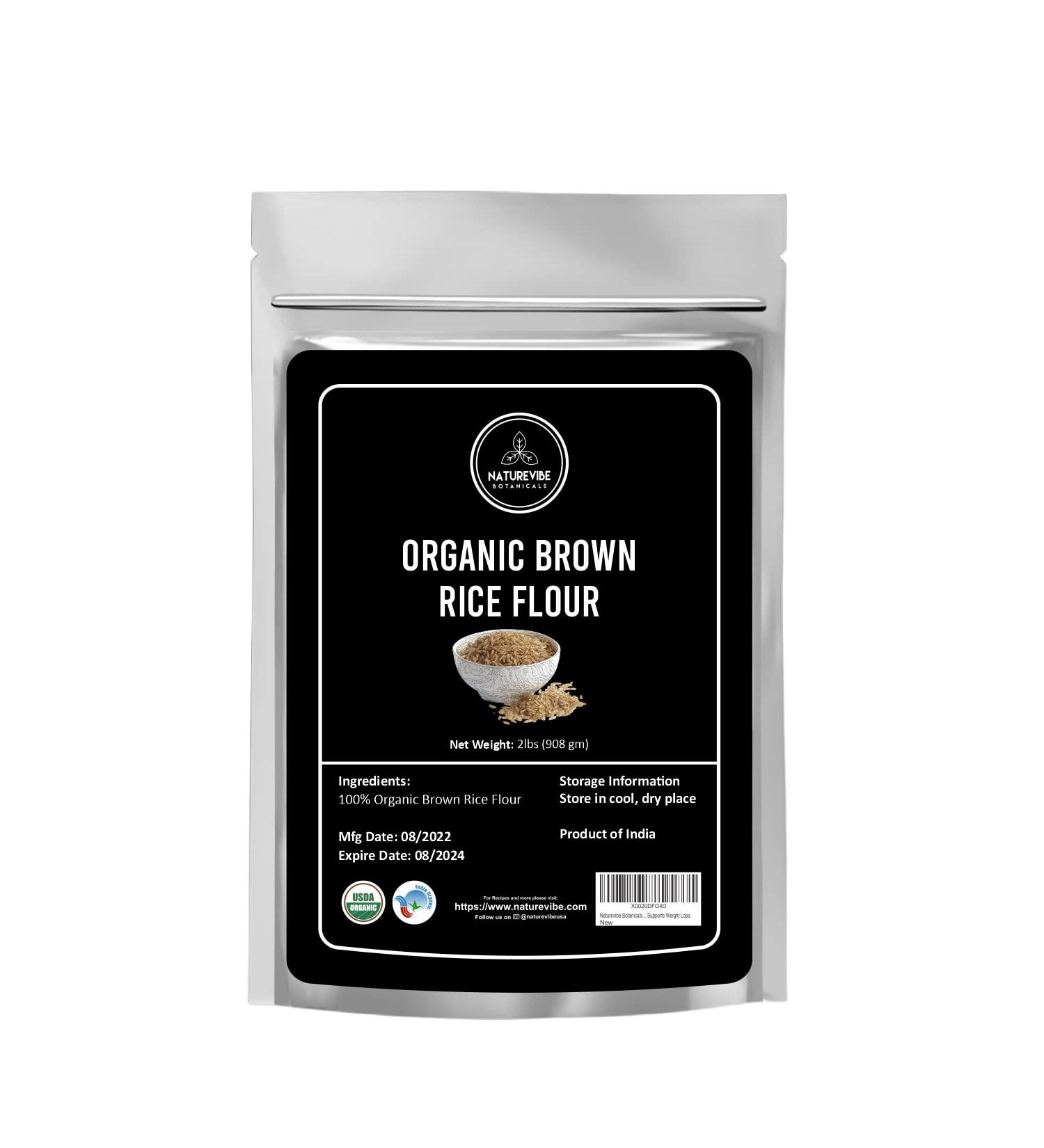 Naturevibe Botanicals Organic Brown Rice Flour (2lbs) - Gluten-Free Protein-Rich Cooking Ingredient - Buy Online on SooperMarket.com