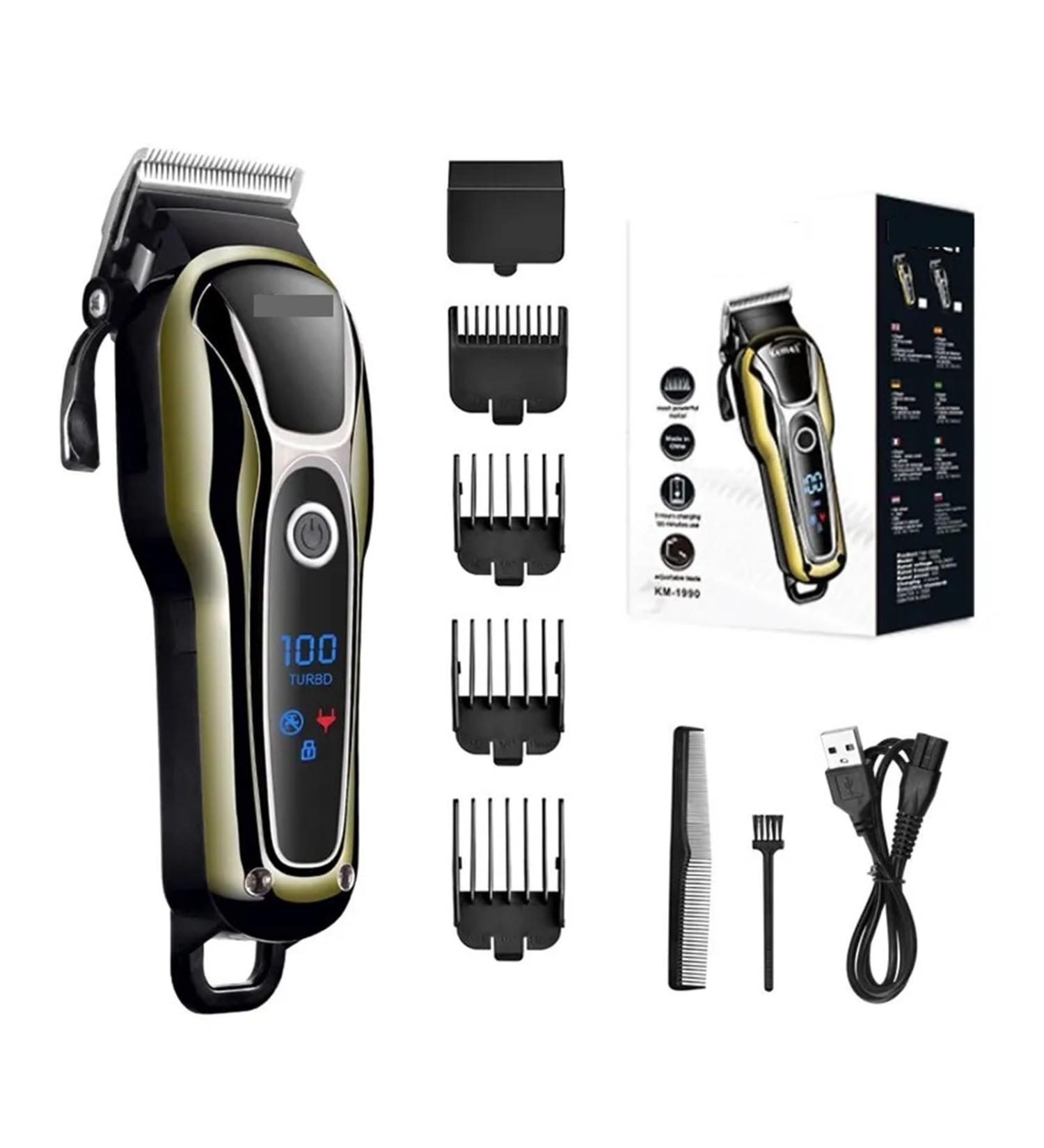 Hair Clippers Kit Cordless - Dual Voltage Beard Trimmer for Men with Rechargeable Battery & Digital Display | KM-1990 - International Shipping Available - Buy Online on SooperMarket.com