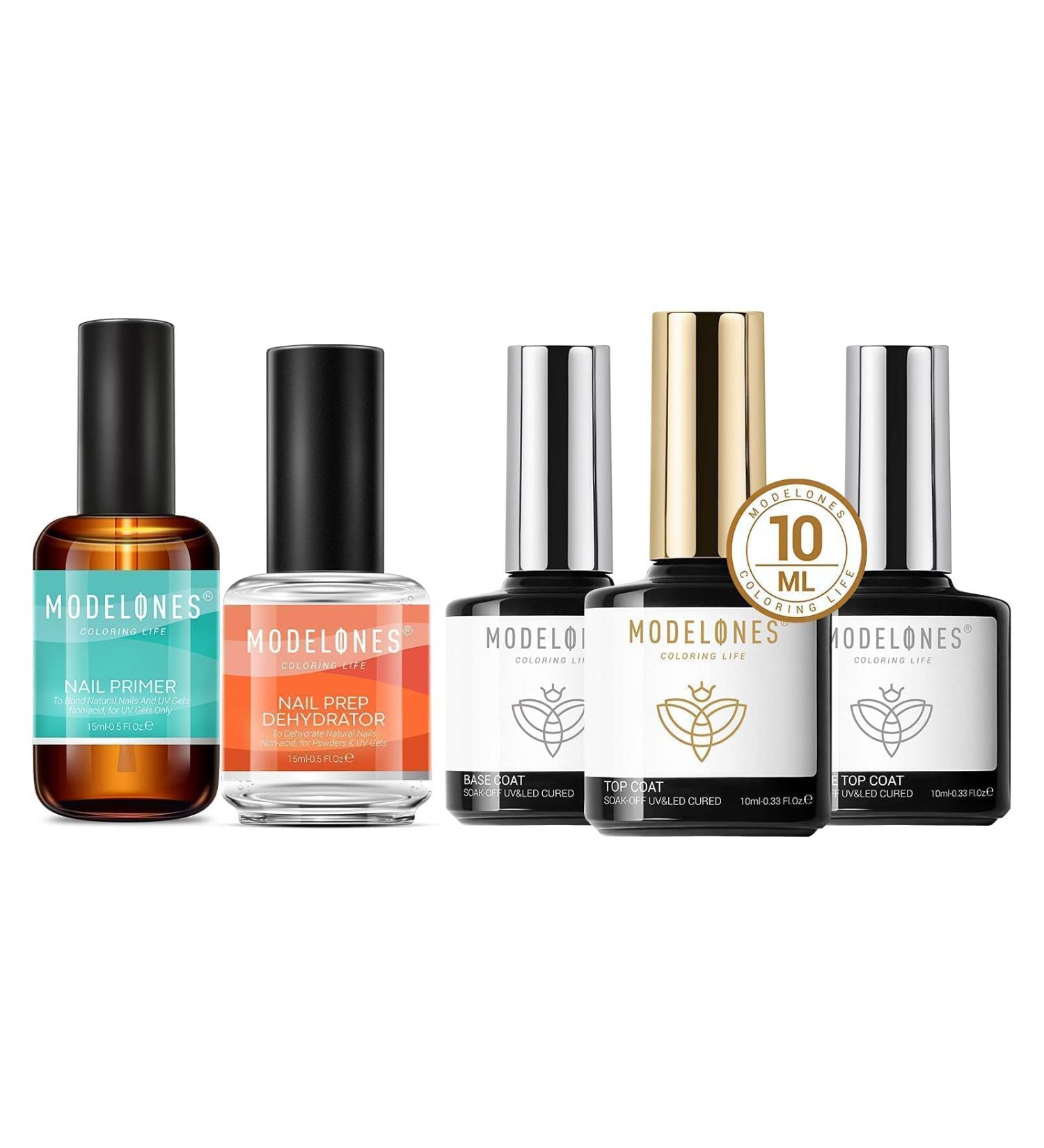 Modelones Gel Nail Polish Matte Top Coat, Base Coat Set with Primer & Dehydrator - Buy Online on SooperMarket.com