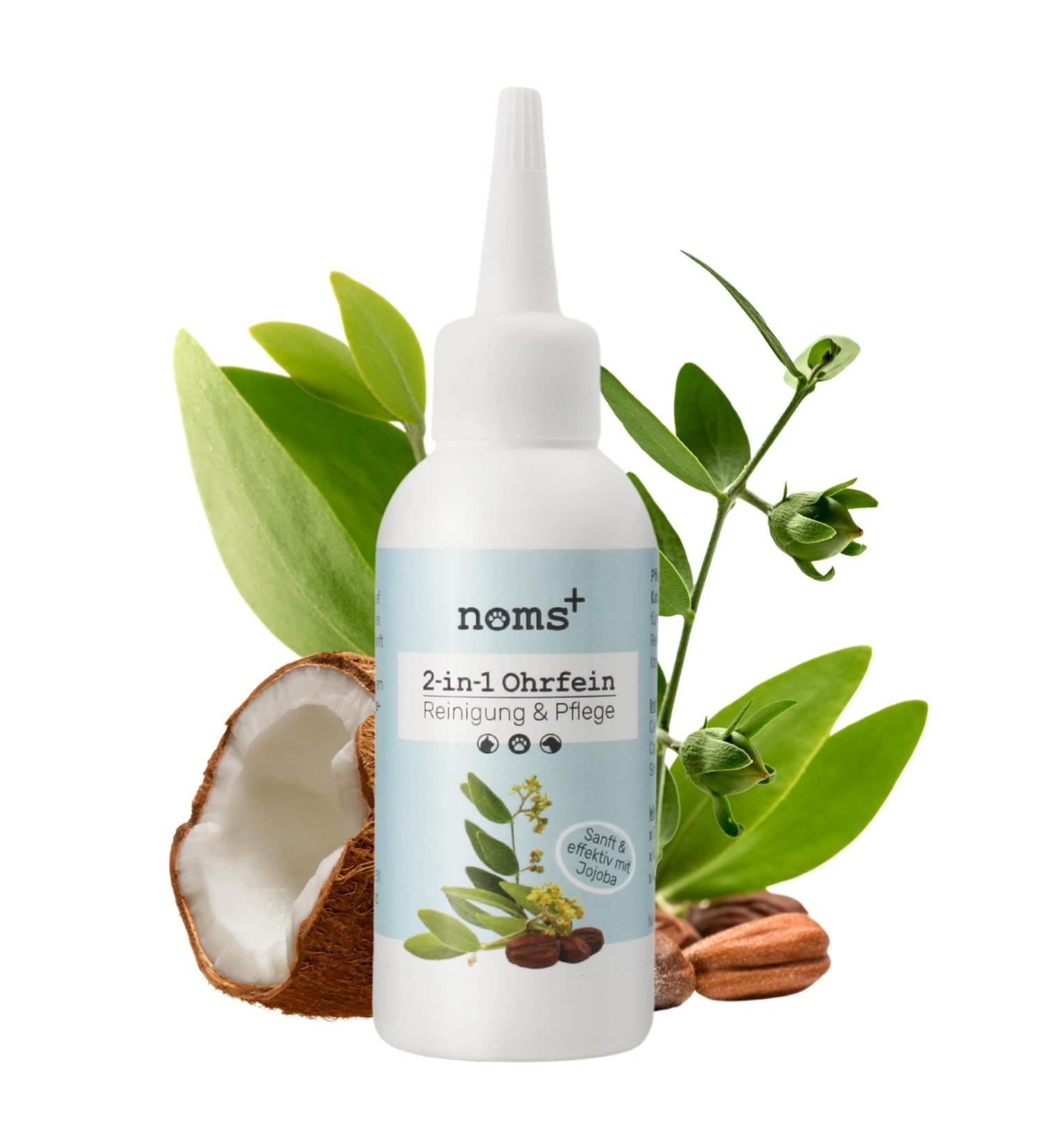 NOMS 2-in-1 Ear Cleaner for Dogs & Cats - Jojoba Oil Ear Drops for Inflammation Itches & Mites - 75ml - Buy Online on SooperMarket.com
