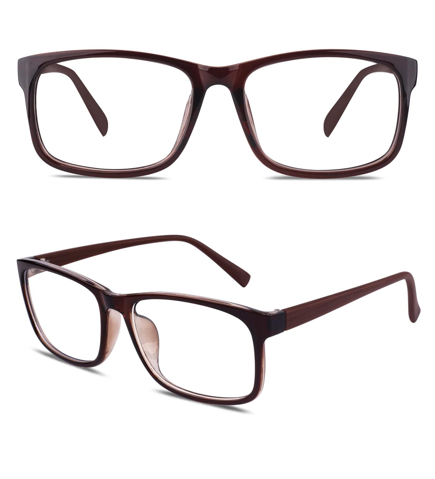CGID CN12 Extra Narrow Frame Glasses - Slim Rectangle Brown Nerd Eyewear | International Shipping - Buy Online on SooperMarket.com
