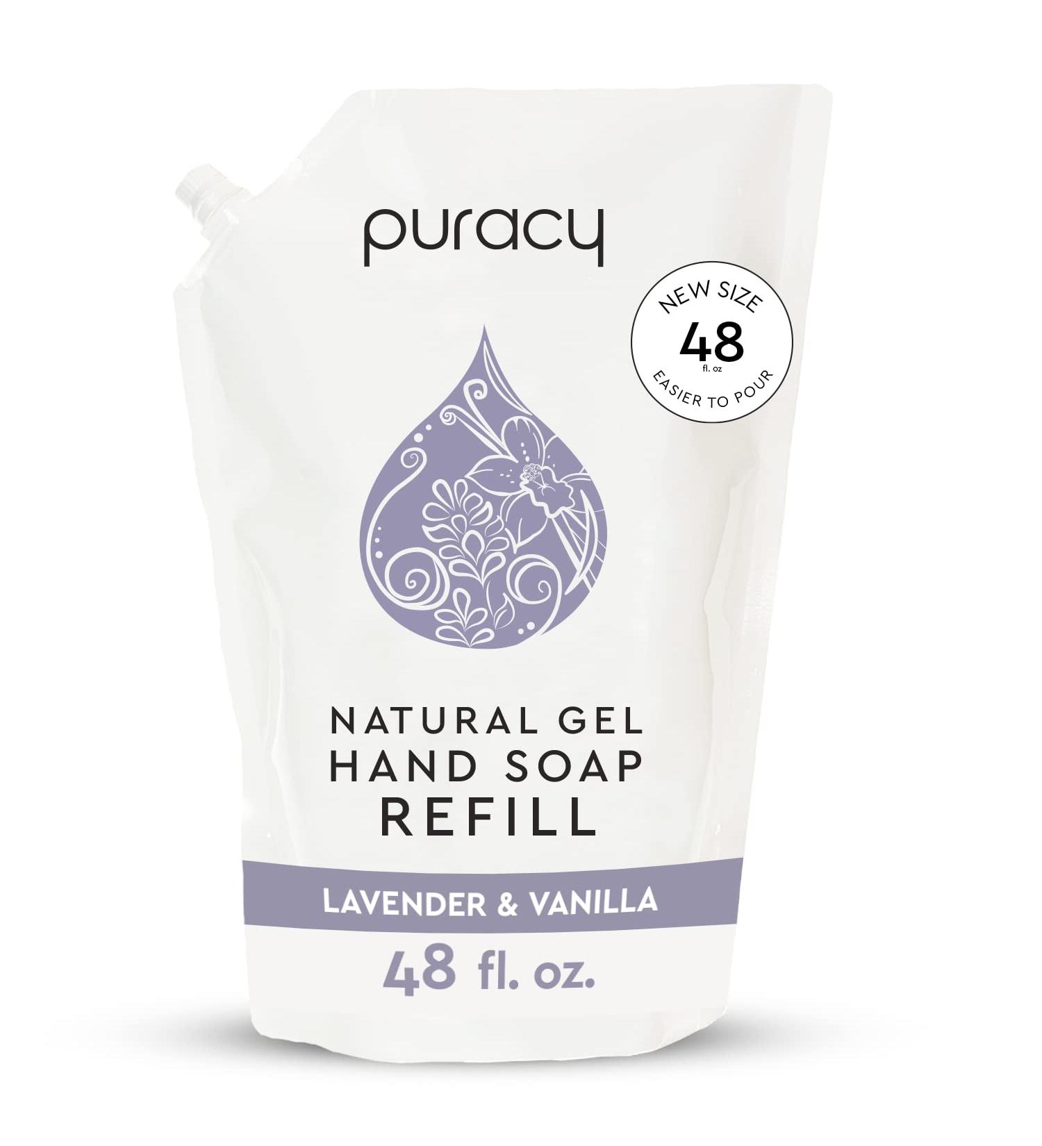 Puracy Organic Lavender & Vanilla Hand Soap Refill - 48oz Moisturizing Gel - Natural Liquid Soap for Soft Skin - Buy Online on SooperMarket.com