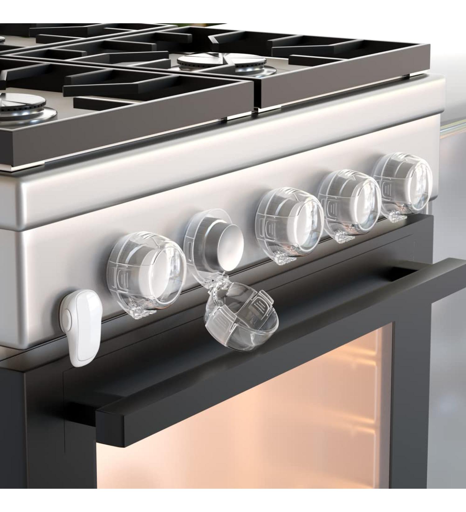 SAFELON Baby Safety Stove Gas Knob Covers & Oven Lock - 6 Pcs, White - Buy Online on SooperMarket.com