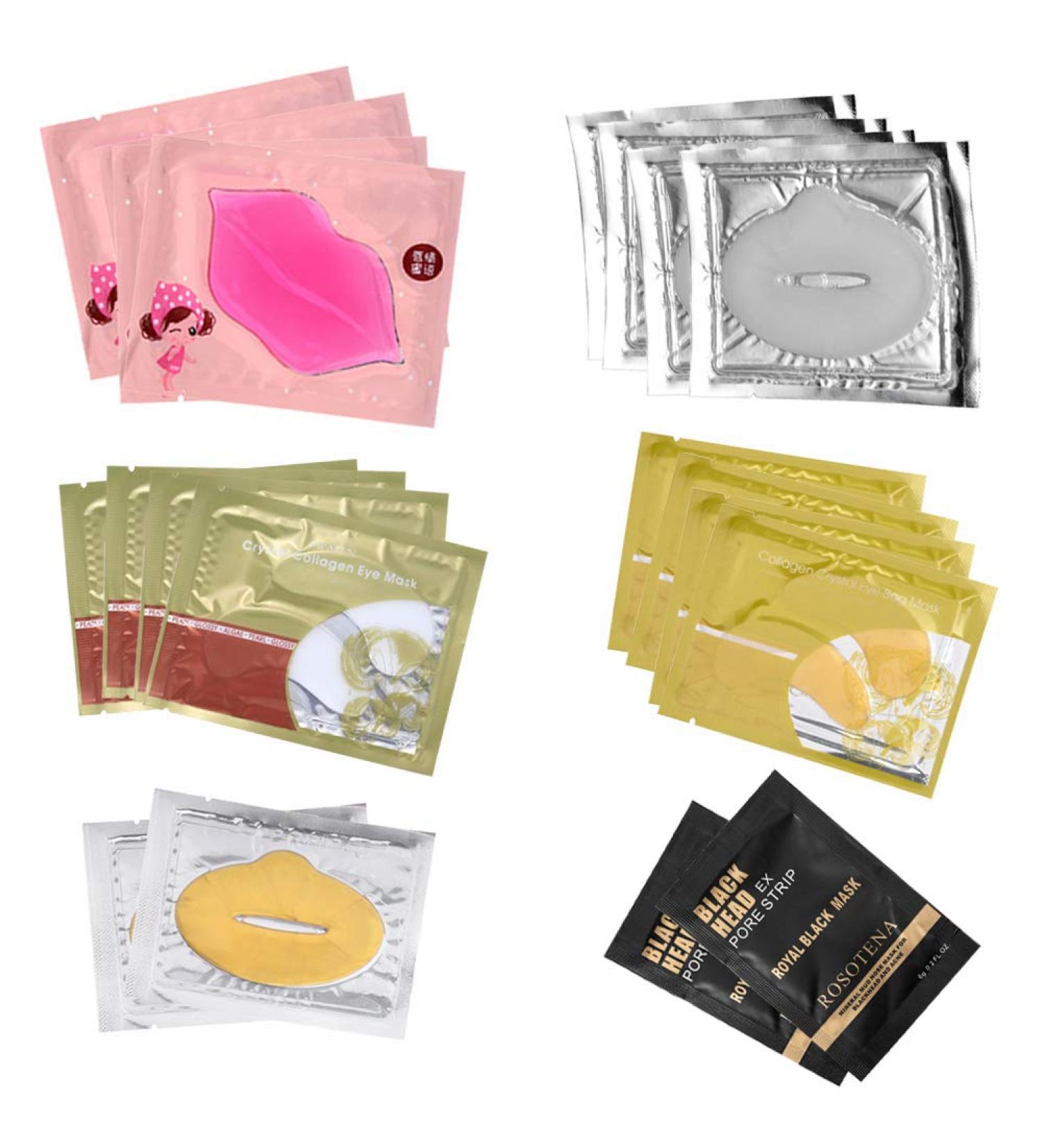 CCbeauty Collagen Lip, Eye, Nose Blackhead Mask 20-Pack Mix Pack - Hydrating, Moisturizing, Anti-Chapped Pads for Dry Lips - Remove Dead Skin, Essence Care Gel - Buy Online on SooperMarket.com