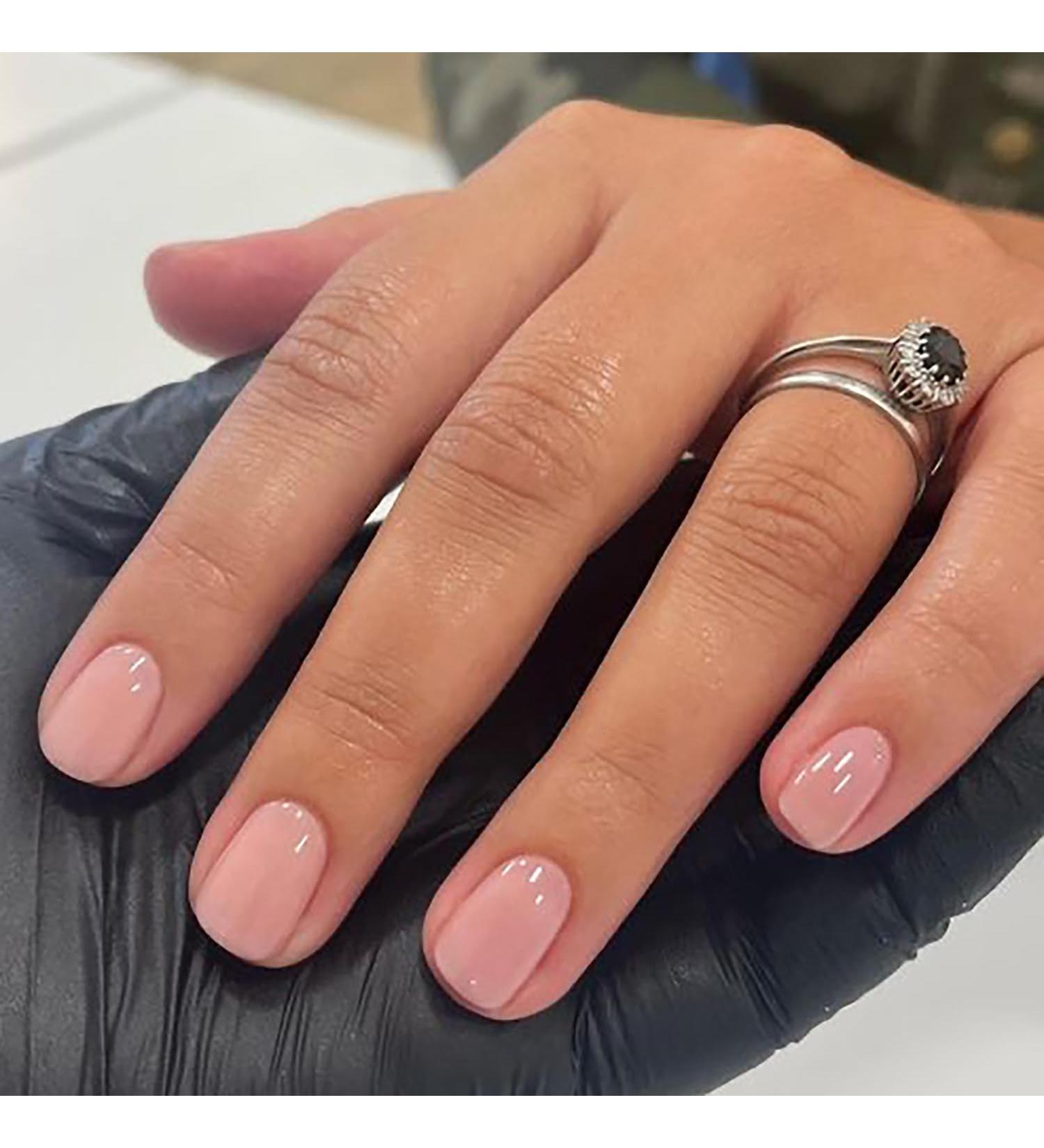 Extra Short Press on Nails - Acrylic Square Fake Nails in Nude Pink | Full Cover Glossy Designs with Nail Glue for Women - Buy Online on SooperMarket.com