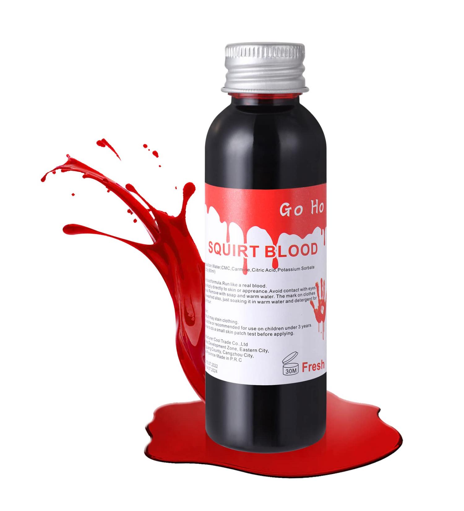 Go Ho Fake Blood Makeup (2 oz) - Realistic & Washable Halloween Blood for Scar Wound, Cosplay, SFX - Zombie & Vampire Effects - 2 OZ - Buy Online on SooperMarket.com
