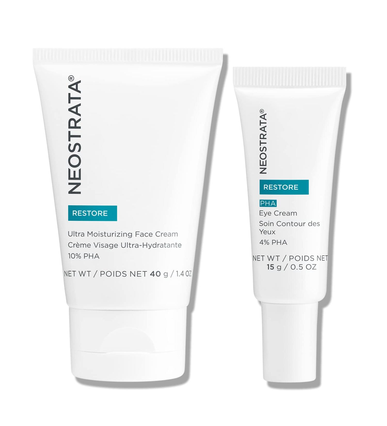 NEOSTRATA Ultra Moisturizing Face Cream Strengthening PHA Emollient with Restore PHA Eye Cream for Sensitive Skin (2 Items)