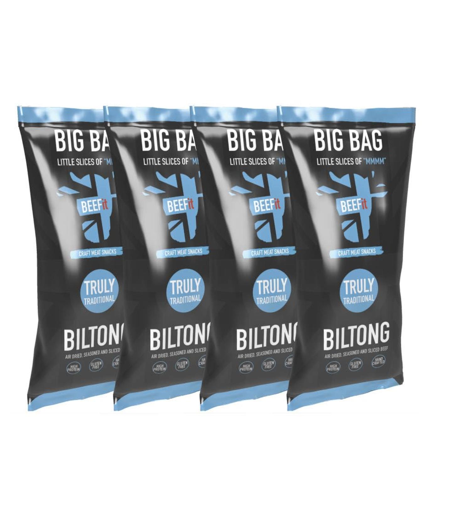 BEEFit Traditional Biltong Beef Jerky | 4x250g | High Protein, Gluten Free, Keto Friendly - Buy Online on SooperMarket.com