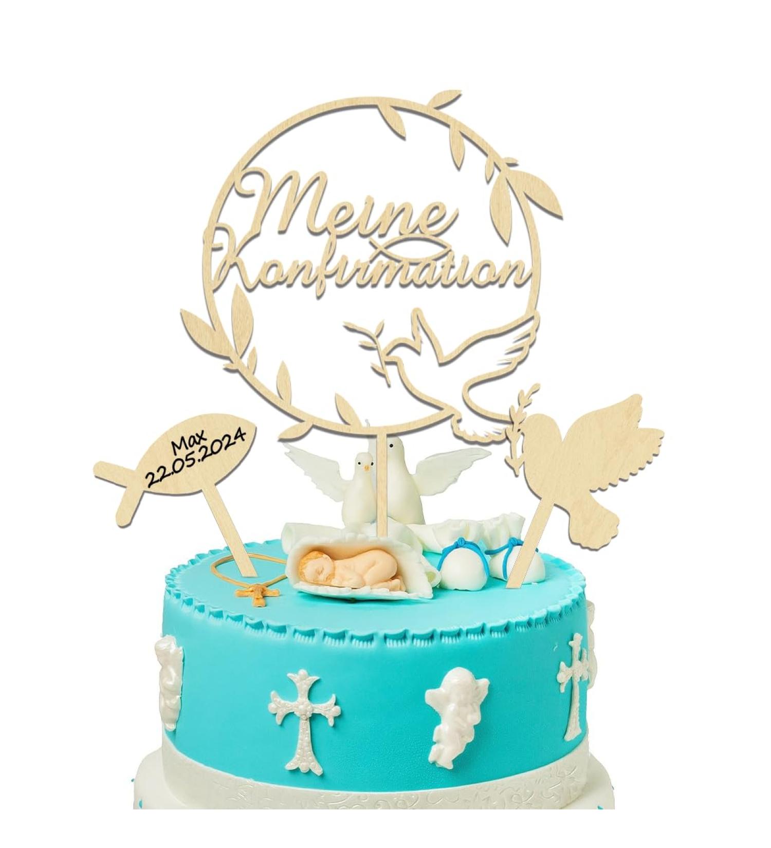 Shop 3PCS Cake Topper Communion | Wood Baptism & Confirmation Decor for Young Girls - Buy Online on SooperMarket.com