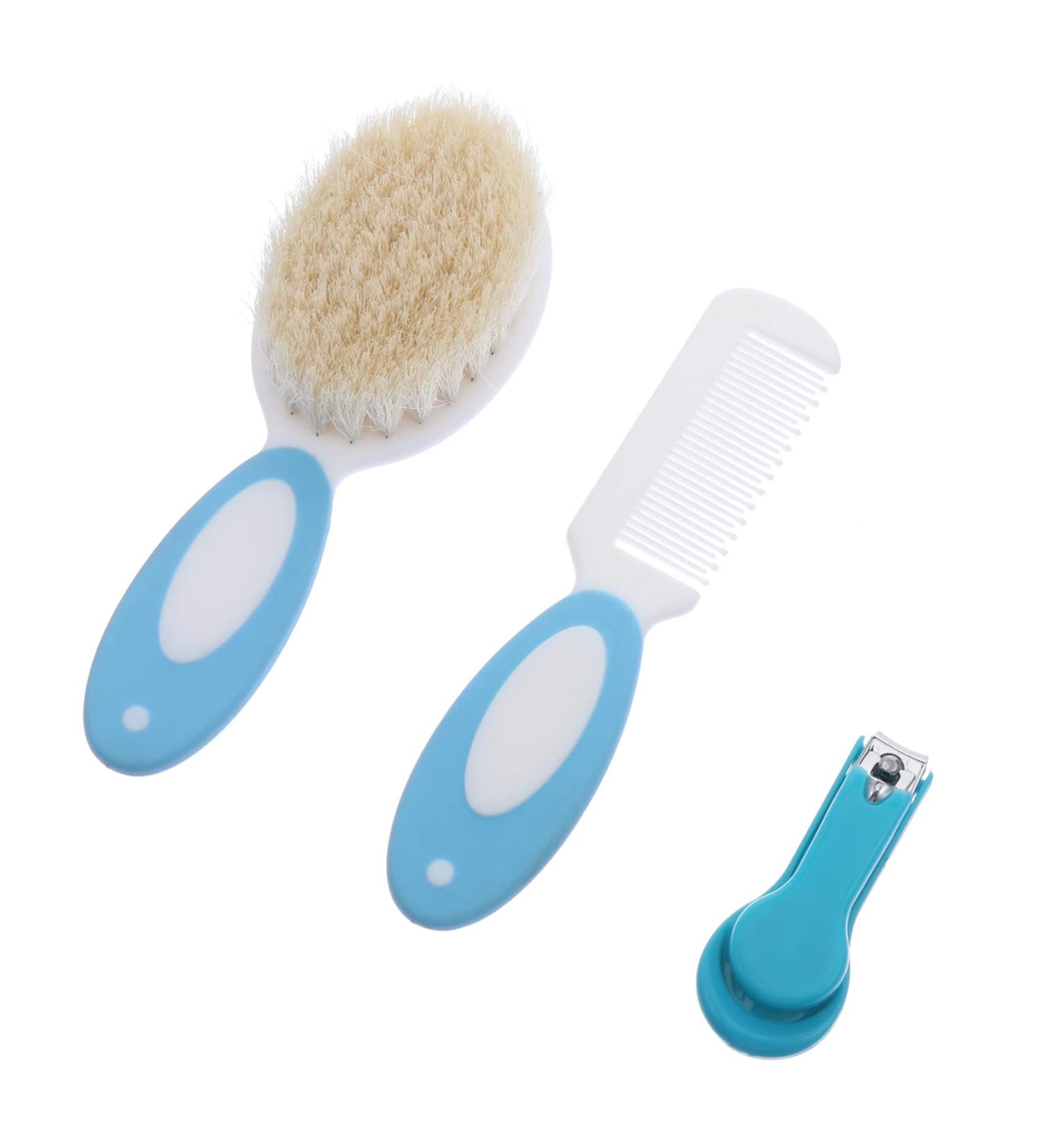 3pcs Wool Brush Baby Grooming Kit Newborn Shower Hair Clipper Cleaner Set - Buy Online on SooperMarket.com