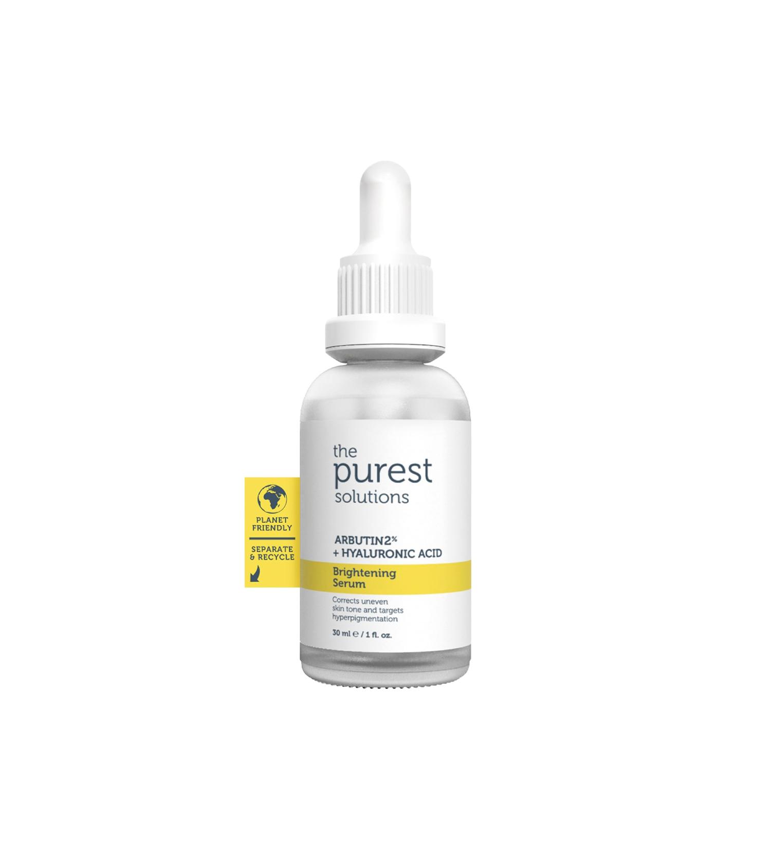 Purest Solutions Brightening Serum - Vegan Arbutin 2% & Hyaluronic Acid for Even Skin Tone | Eco-Friendly Cruelty-Free | 1 fl. oz - Buy Online on SooperMarket.com