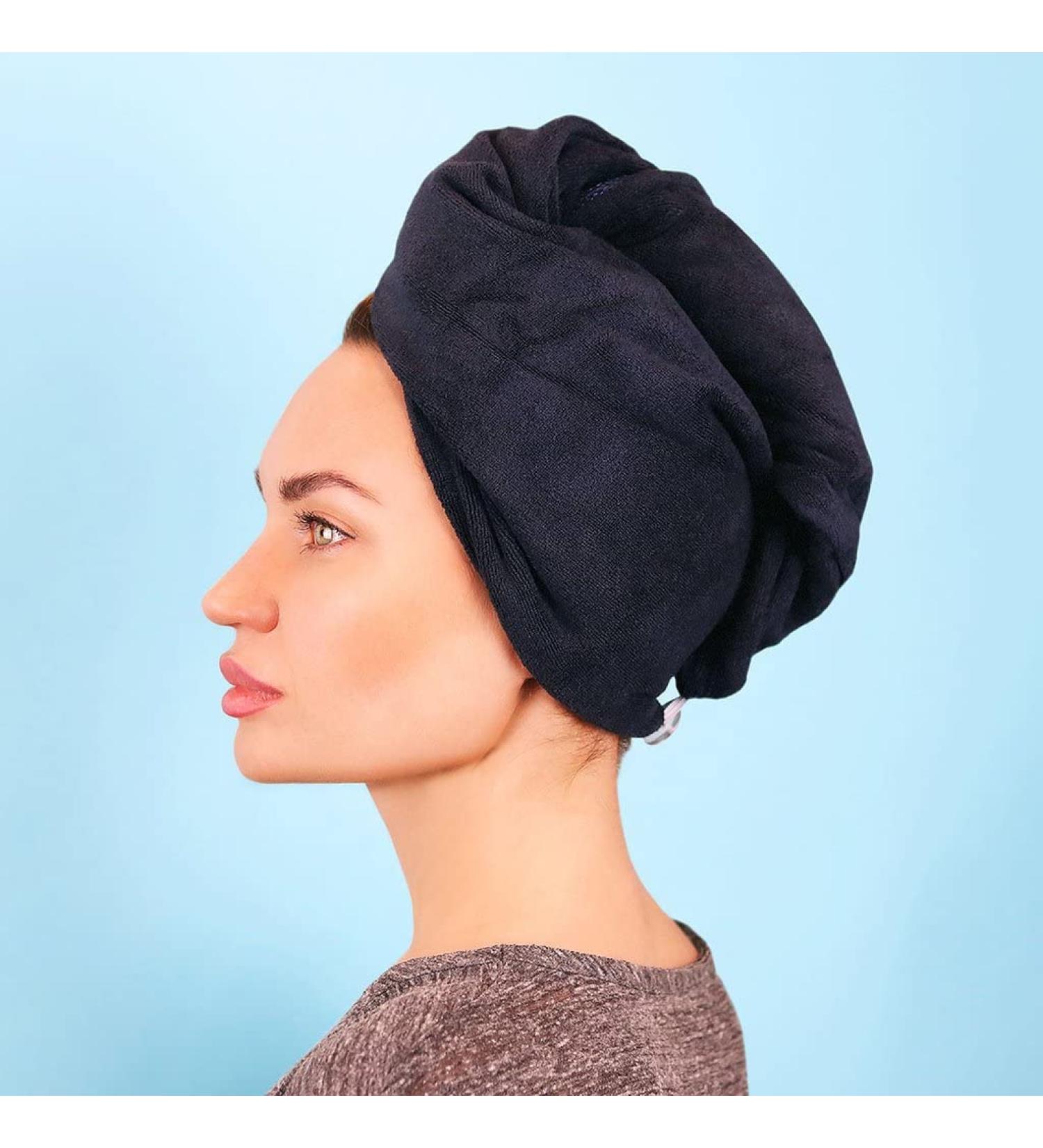Sleek'e Microfiber Hair Wrap - Ultra Absorbent and Soft Anti-Frizz Turban Twist Hair Drying Towel Reduces Drying Time by 50% for Healthier Hair (Black)