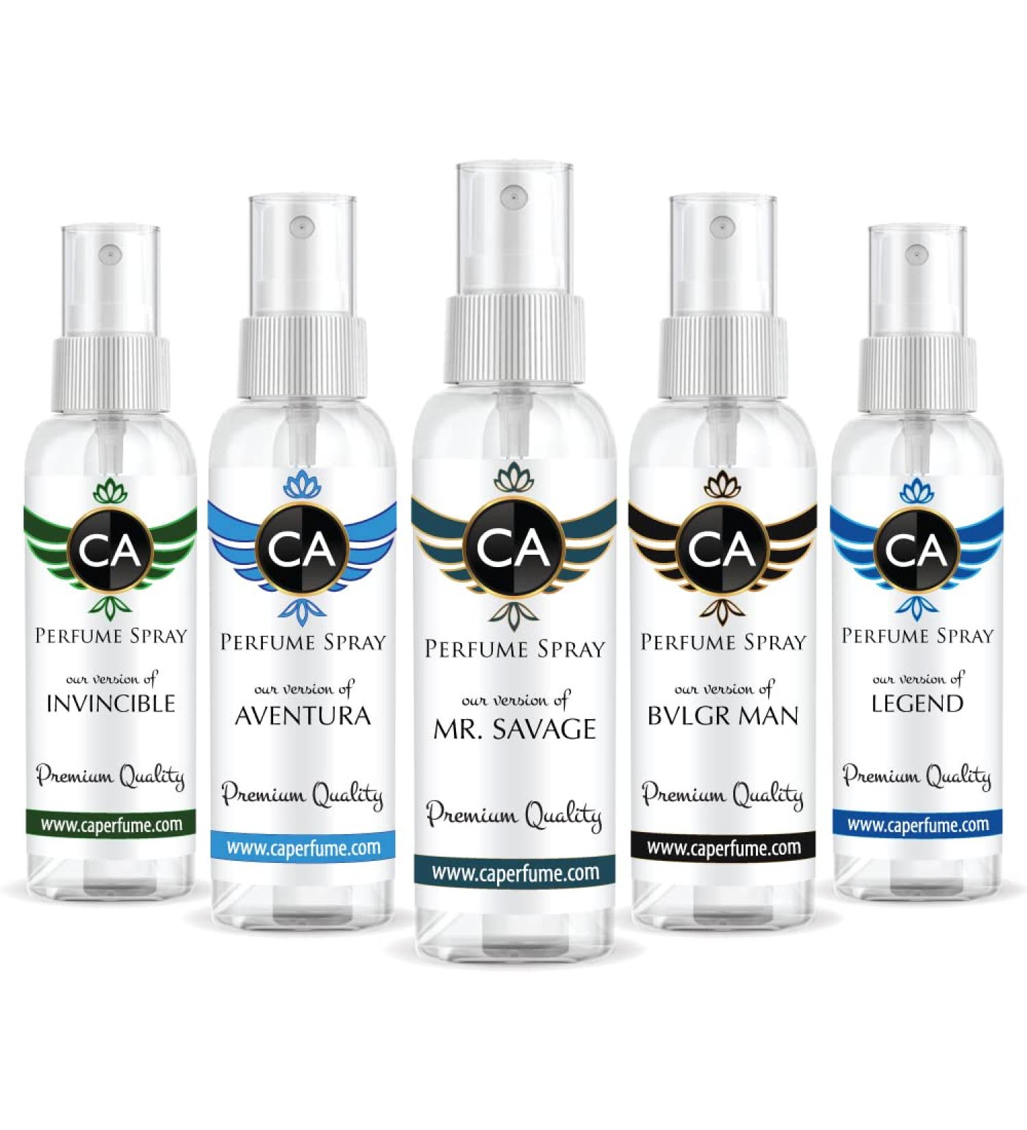 CA Perfume Most Attractive Men Set Impression of (Aventura + Mr.Savage + Bvl. Man + Invincible + Legend) Fragrance Sample Travel Size Parfum Sprayer (2 Fl Oz/60 ml) x 5 - Buy Online on SooperMarket.com