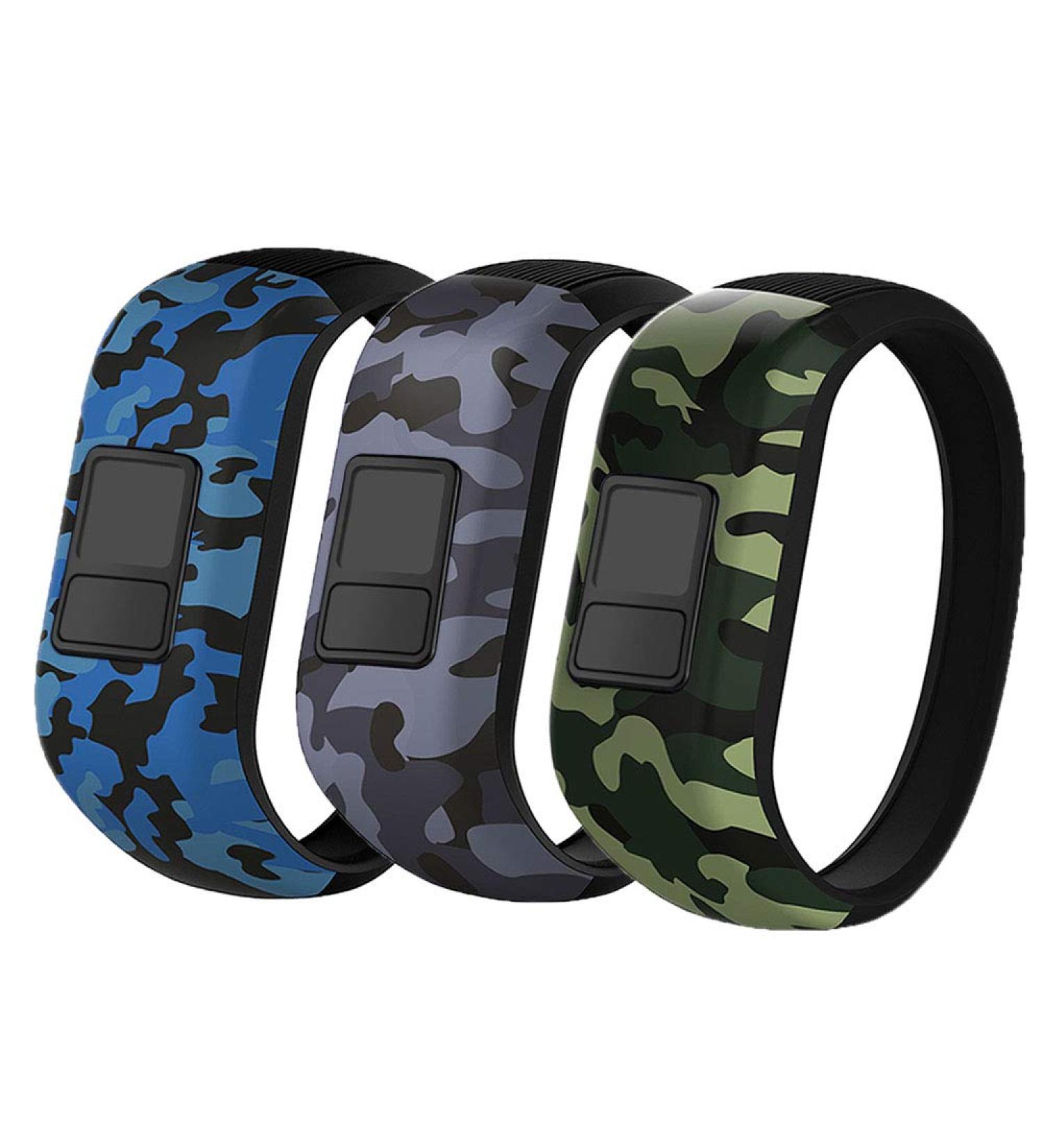iBREK Silicone Stretchy Replacement Bands for Garmin Vivofit jr/jr 2/3 - Small 3 Pack Blue&Green&Gray Camo - Kids Boys Girls Watch Bands - Buy Online on SooperMarket.com