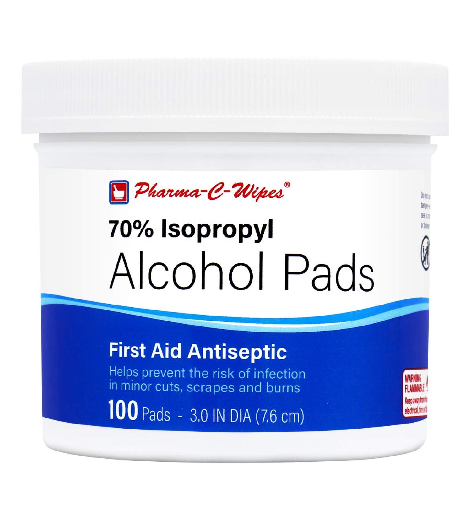 Pharma-C 70% Isopropyl Alcohol Pads - 100 Extra Large Pads | Made in USA - Buy Online on SooperMarket.com