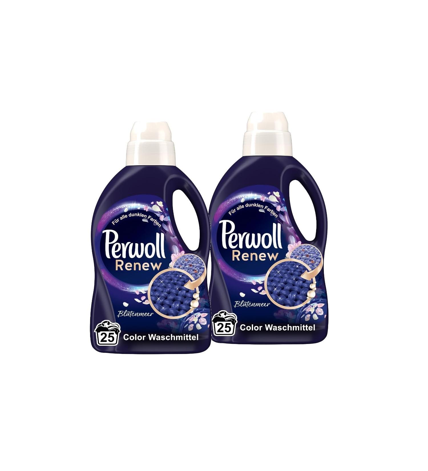 Perwoll Renew Flower Sea Liquid Detergent - 2x25 Washes for Black Laundry Revives Dark Colors & Gently Cleans with Seductive Fragrance - Buy Online on SooperMarket.com