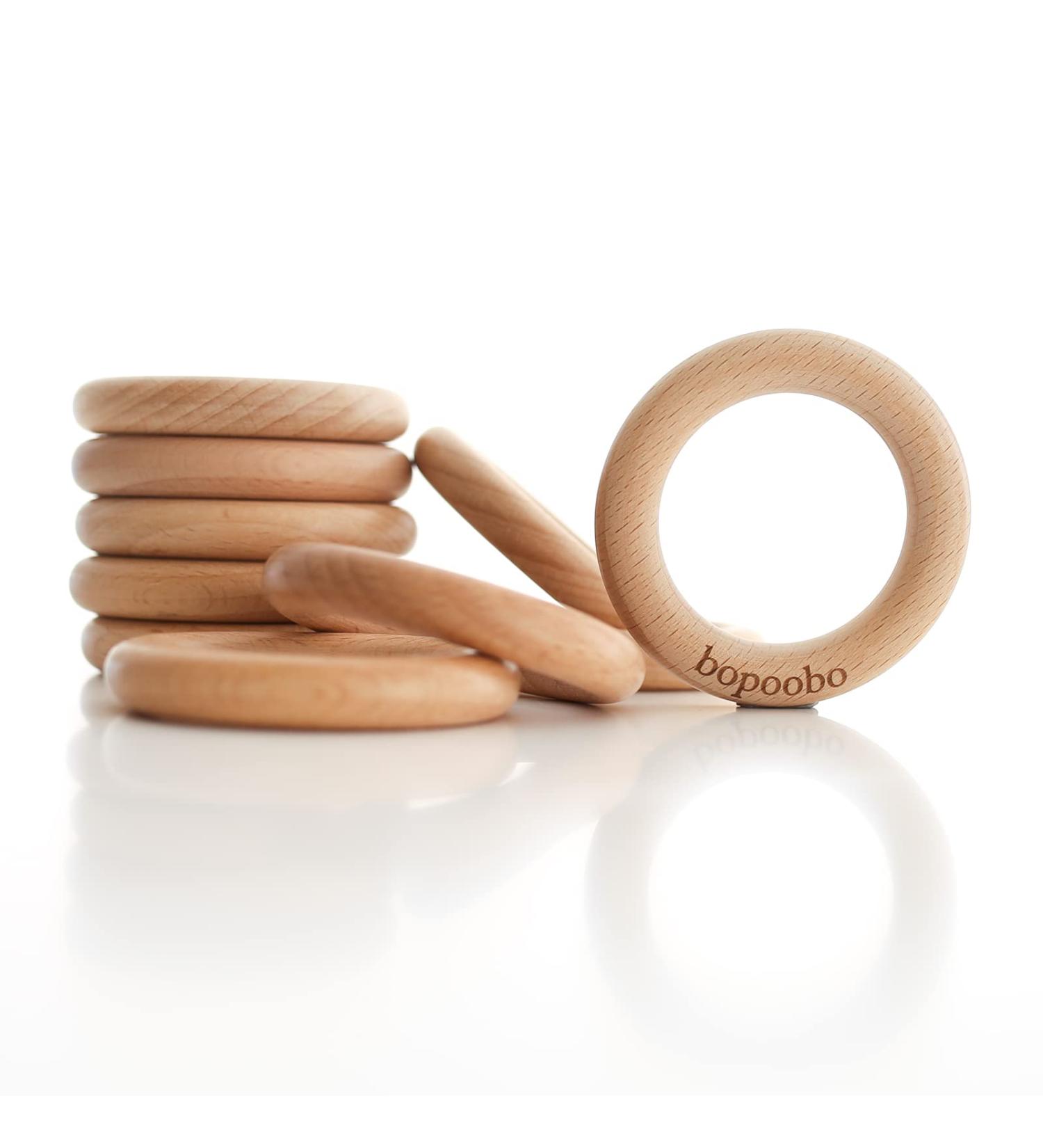 Bopoobo 60mm Unfinished Wooden Rings - Natural Beech Craft Rings for DIY Baby Teething Toys & Accessories (10 pcs) - Buy Online on SooperMarket.com