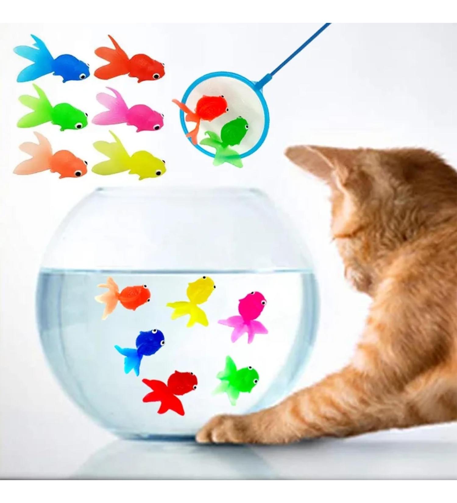 Zlxft 14pcs Neon Artificial Fish - Soft Rubber Aquarium Decor & Cat Toys | Realistic Floating Goldfish Ornaments for Aquariums - Buy Online on SooperMarket.com