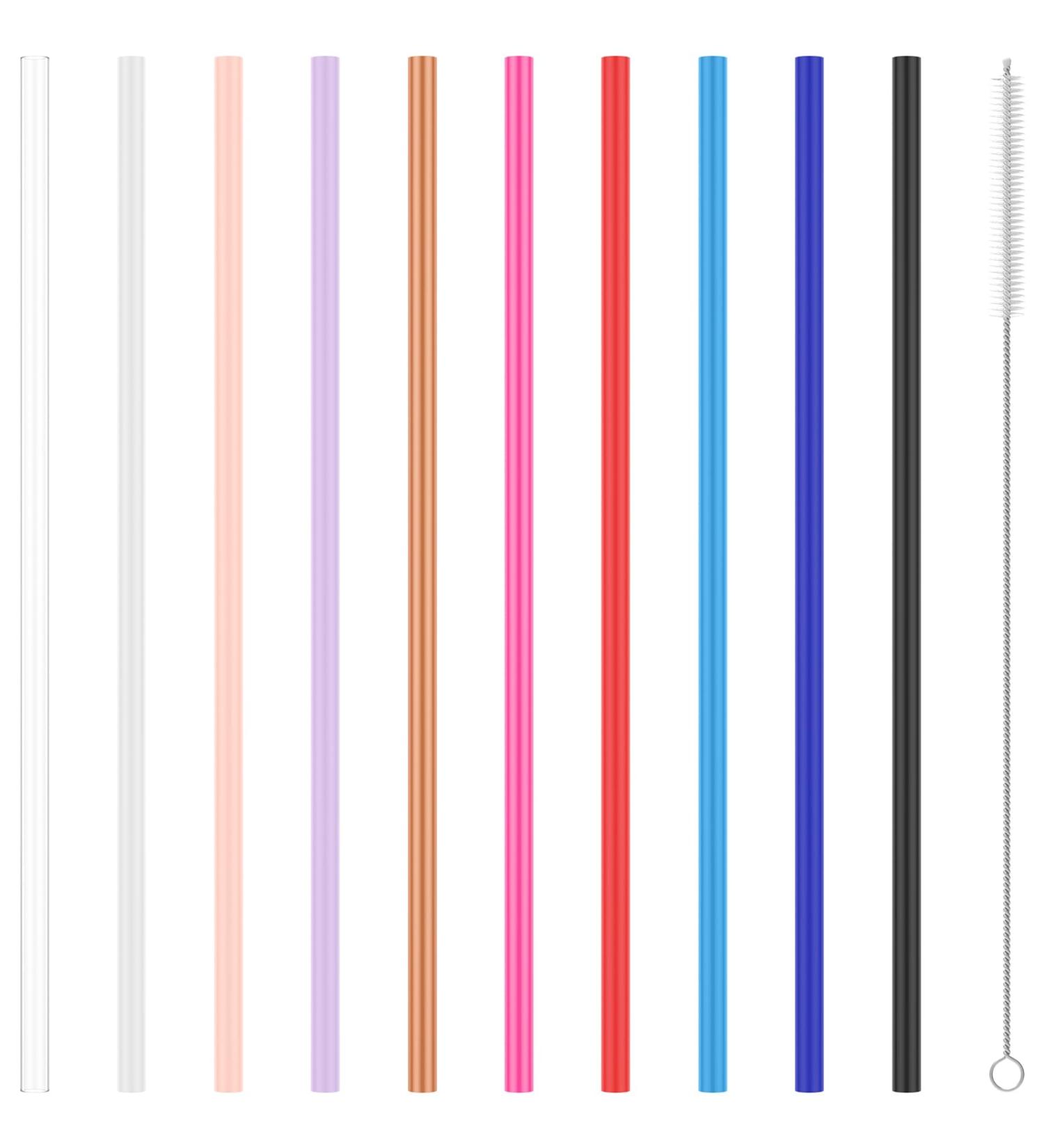 SHASUXTING 10 Pack Reusable Straws with Clearing Brush 12in Long Replacement Straws 10 Colors Tumblers Straw Replacement Food Grade Reusable Plastic Straws Durable for 40oz Tumblers Mugs Half Gallon J - Buy Online on SooperMarket.com