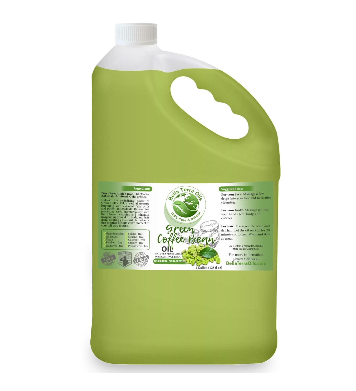Shop Bella Terra Green Coffee Bean Oil - 1 Gallon for Hair & Skin | Antioxidant-Rich Fast-Absorbing & Non-Greasy - Buy Online on SooperMarket.com