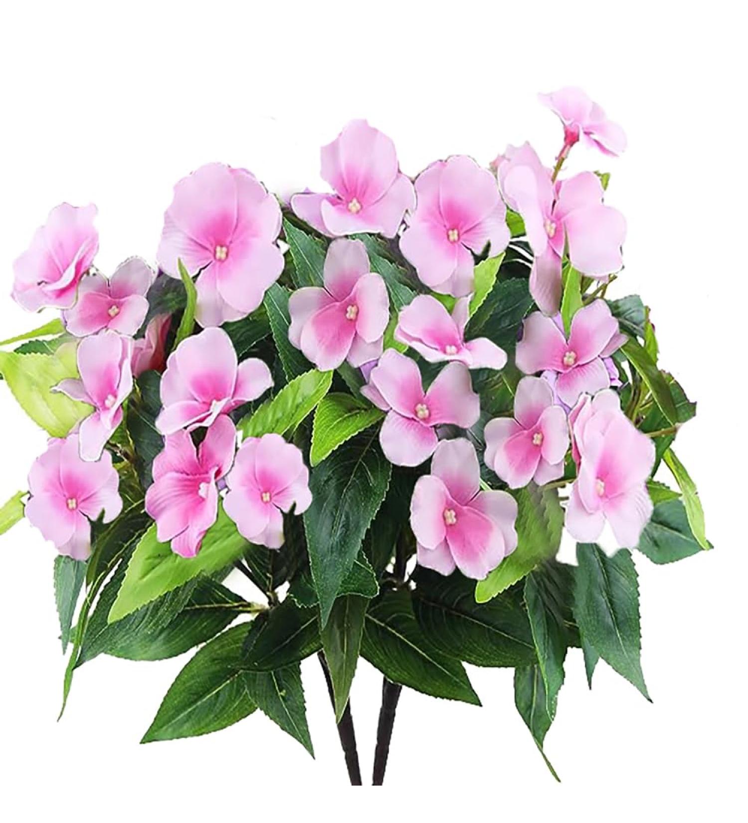 FERIAL Artificial Impatiens Bouquet Faux Impatiens Bushes Pink for Patio Lawn Garden Wedding Photo Outdoors Pot Hanging Basket Porch Decoration Purplepink - Buy Online on SooperMarket.com