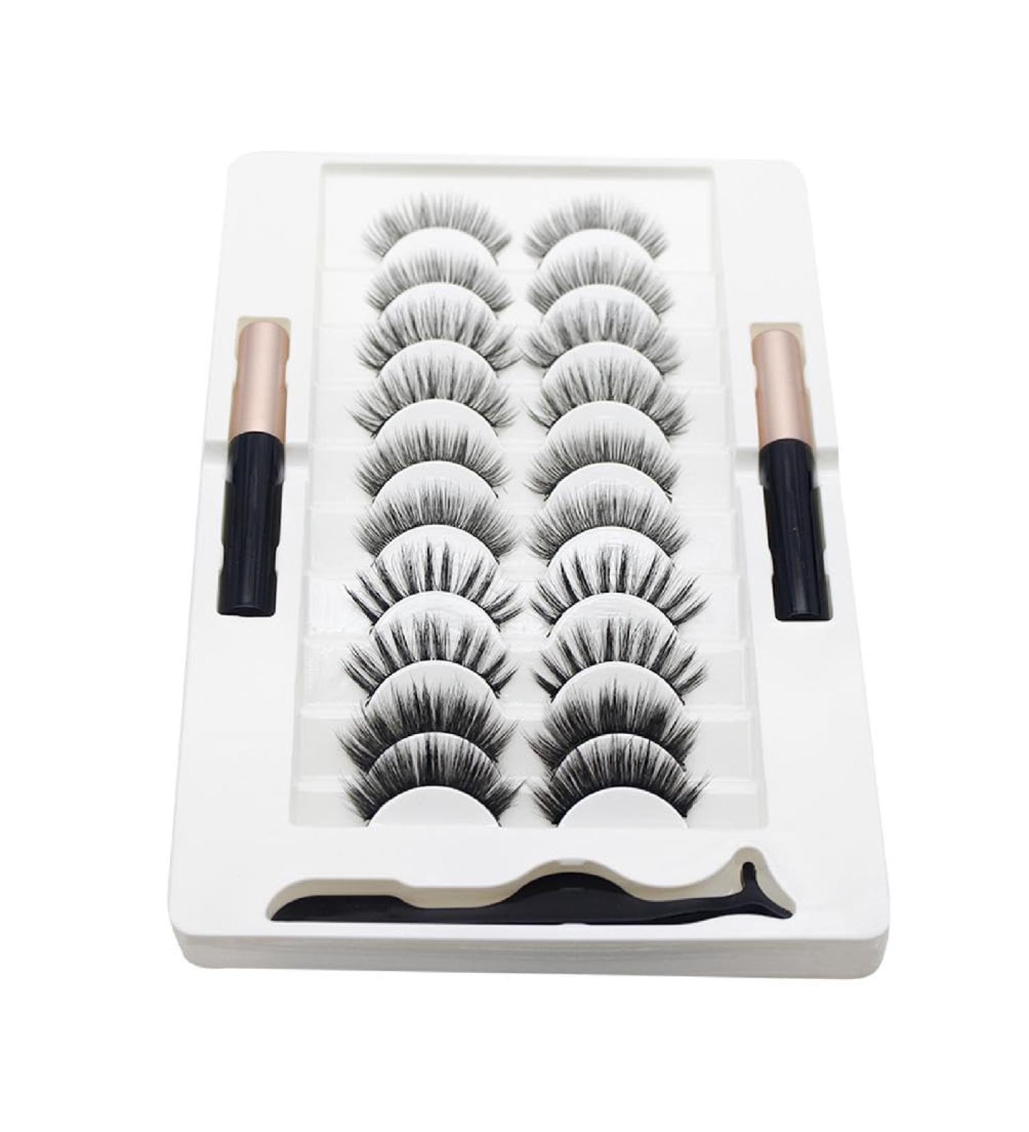 Magnetic Eyelashes And Eyeliner Kit Reusable Magnetic Lashes With Eyeliner And Tweezers 3D Natural Look False Eyelashes Magnetic Eyelash Kit Natural Look Magnetic Eyelash Kit With Applicator Tool - Buy Online on SooperMarket.com