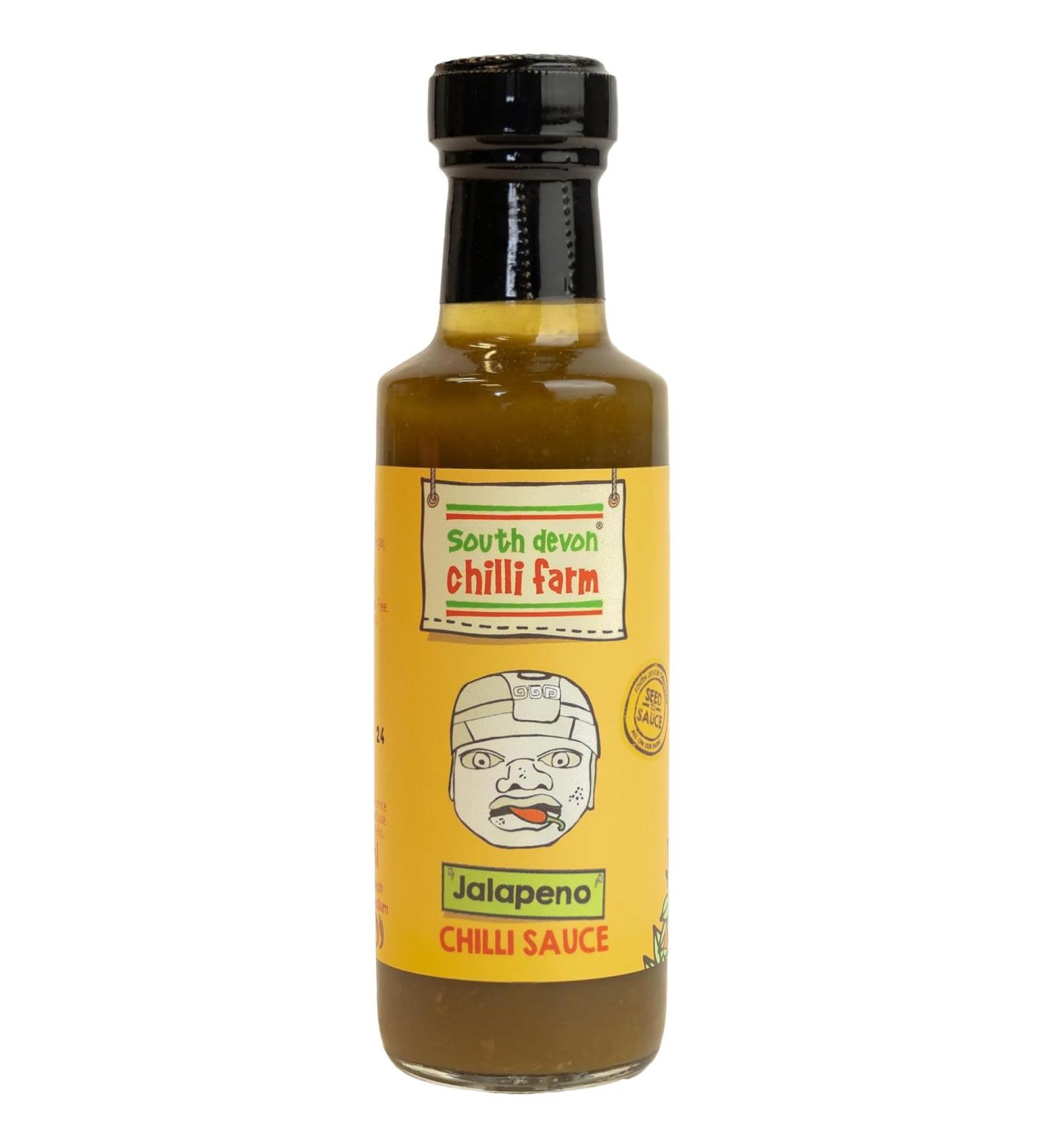 South Devon Chilli Farm Jalape o Chilli Sauce | Made from Fresh Jalape o Chillies - Distinctive Lemon-Flavour of Jalape os Heat Rating: 5/10-100ml Bottle (Single) - Buy Online on SooperMarket.com