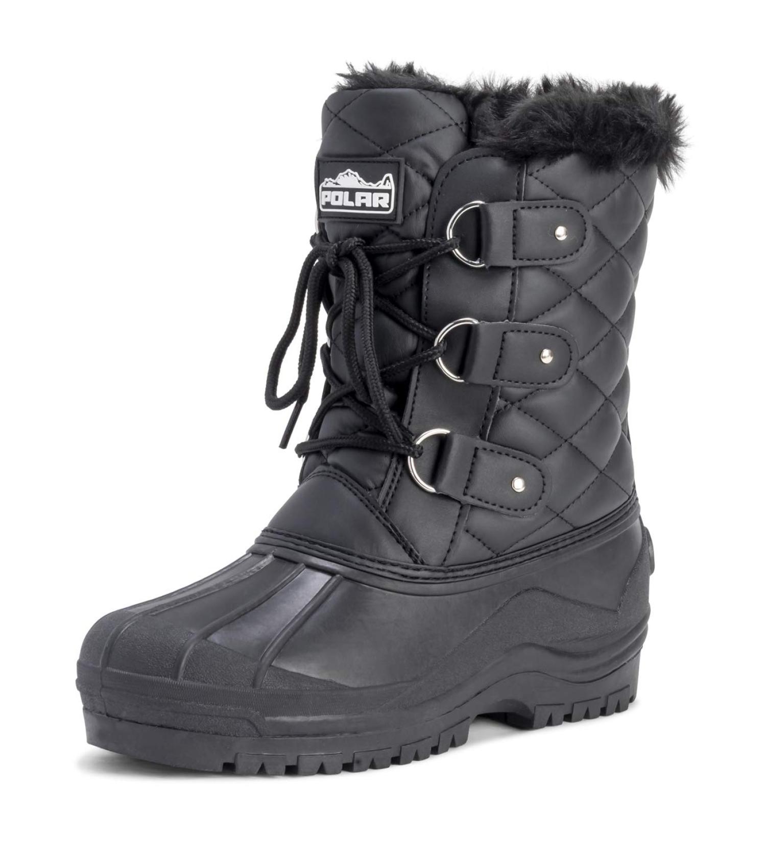 POLAR Women's Mid Calf Black Leather Waterproof Tactical Boots - Size 8 - Buy Online on SooperMarket.com