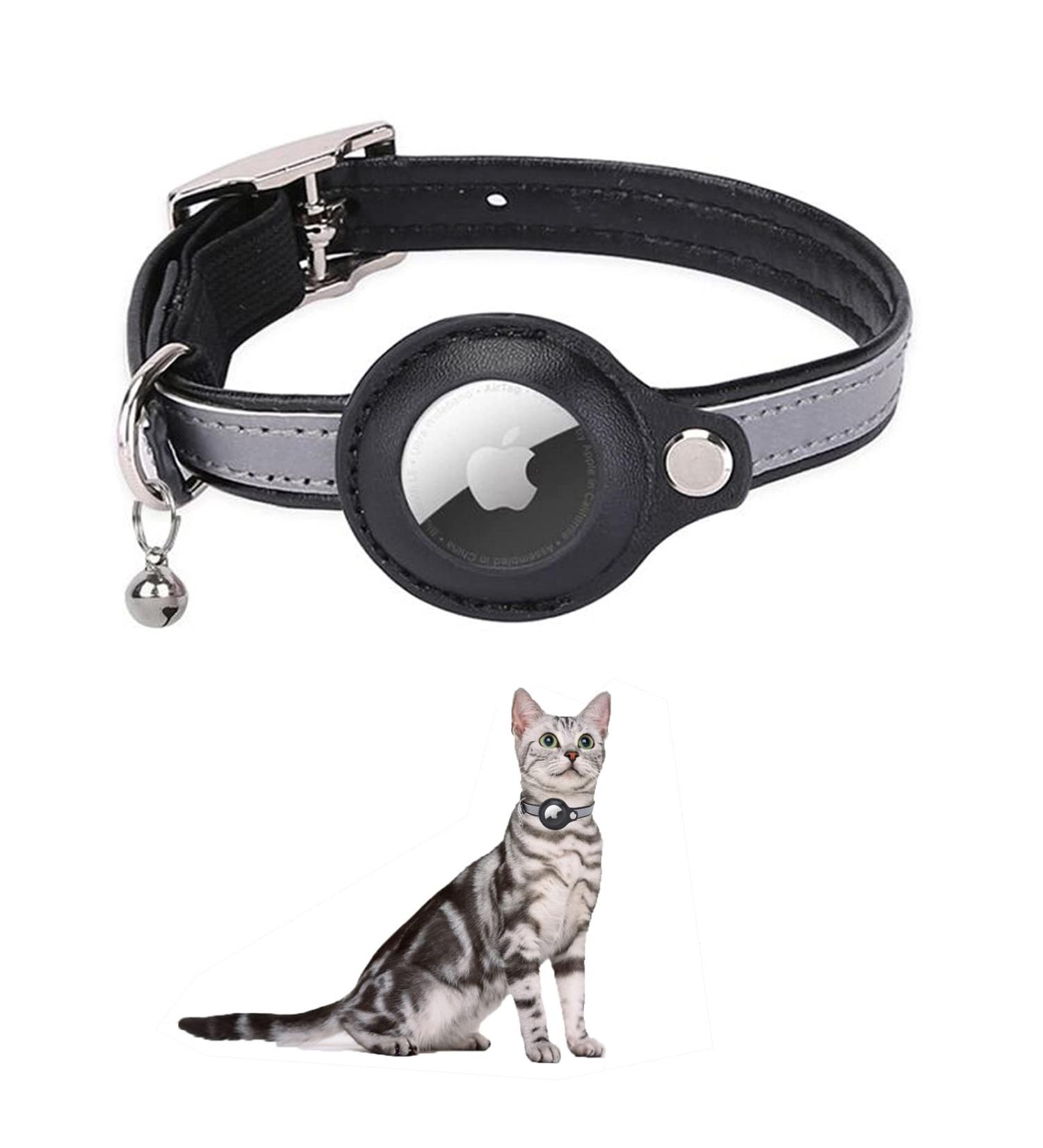 Kocnydey Reflective Airtag Cat Collar - Adjustable Anti-Wing Collar for Cats & Small Dogs (Black XS 19-26cm) | Apple AirTag Compatible - Buy Online on SooperMarket.com
