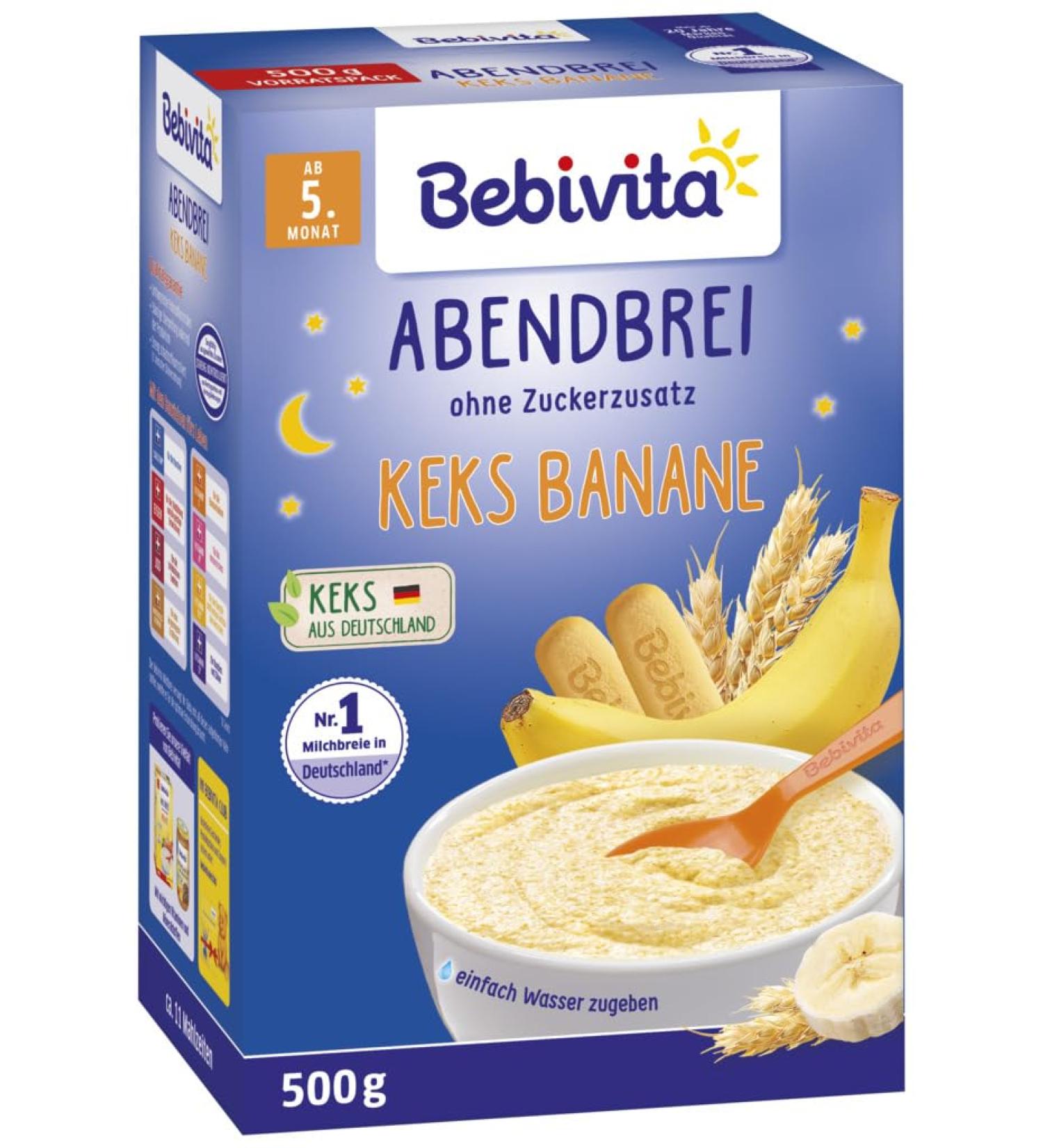Bebivita Evening Porridge Biscuits - Banana Flavor 500g | Ideal for Babies 4 Months+ | International Shipping - Buy Online on SooperMarket.com