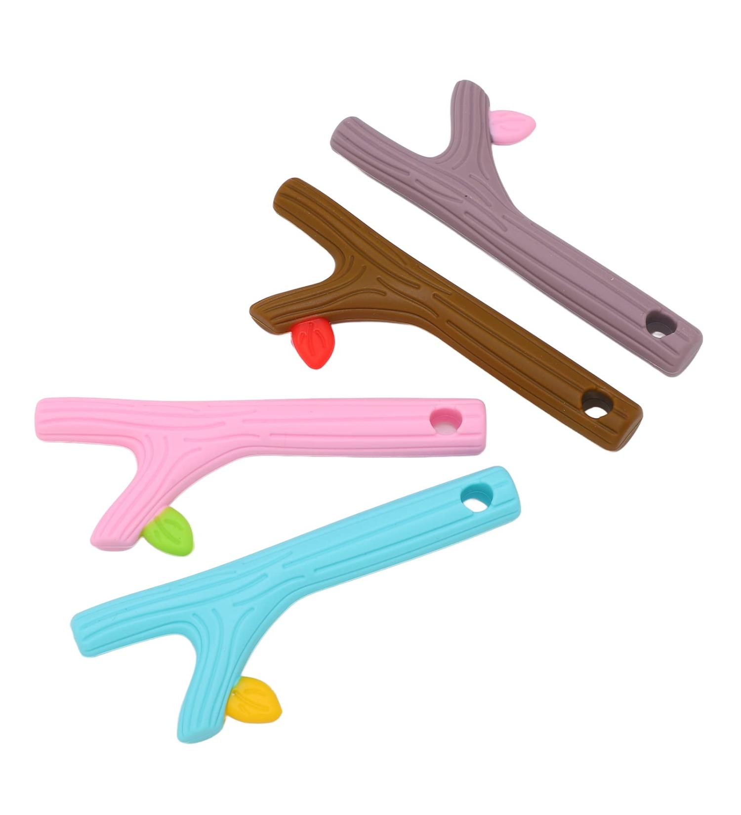 Silicone Baby Bite Ring Toys - Food-Grade Chewy Teething Straws for Toddlers | 4 Flexible Pieces for Massage & Comfort - Buy Online on SooperMarket.com