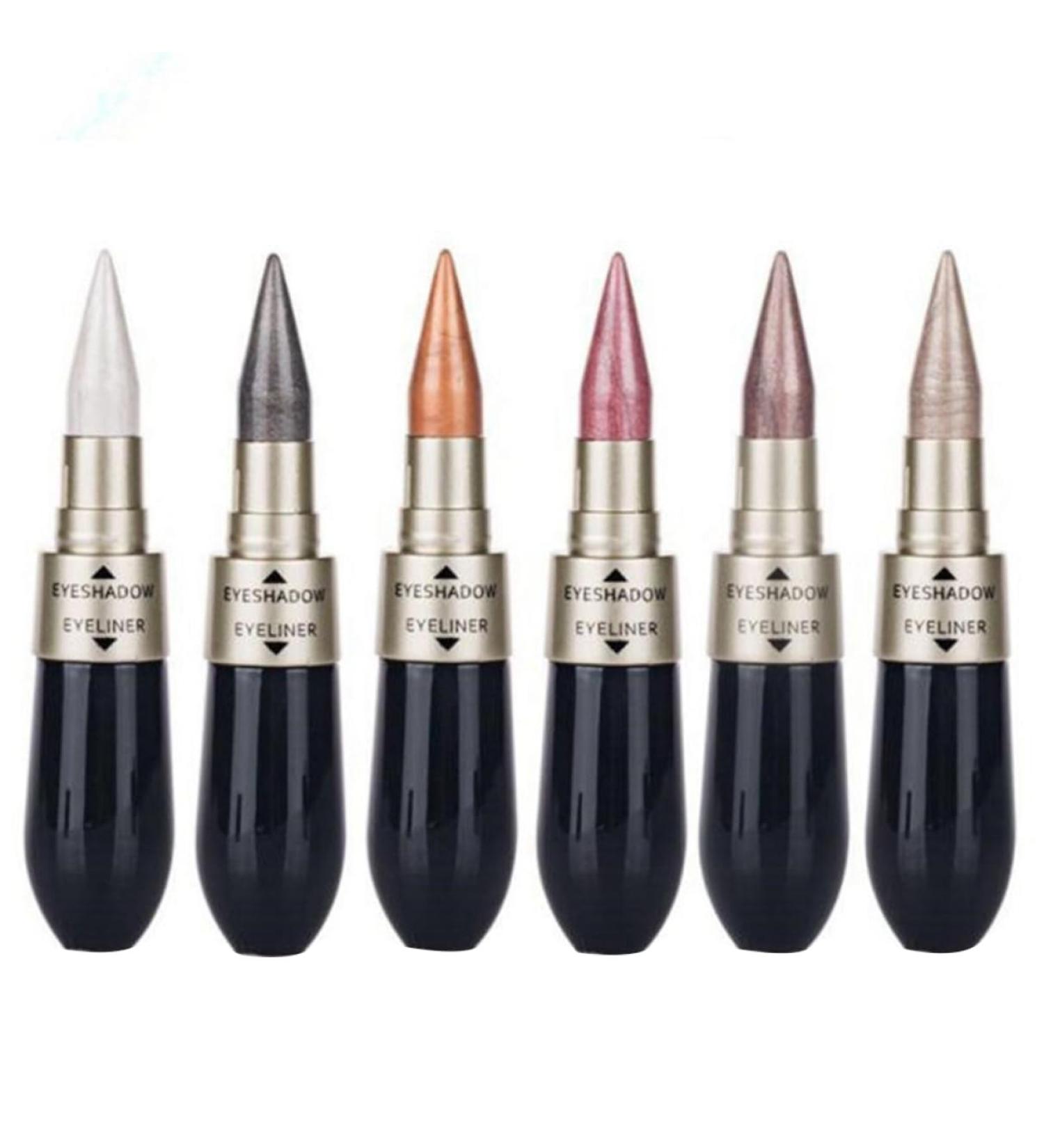 6PCS/SET 2 In 1 Double Eyeliner Eyeshadow Combination Waterproof Black Eye Liner Pen Quick Dry Colorful Eyeshadow High Pigmented Eye Powder Cosmetic Set eyeliner waterproof - Buy Online on SooperMarket.com