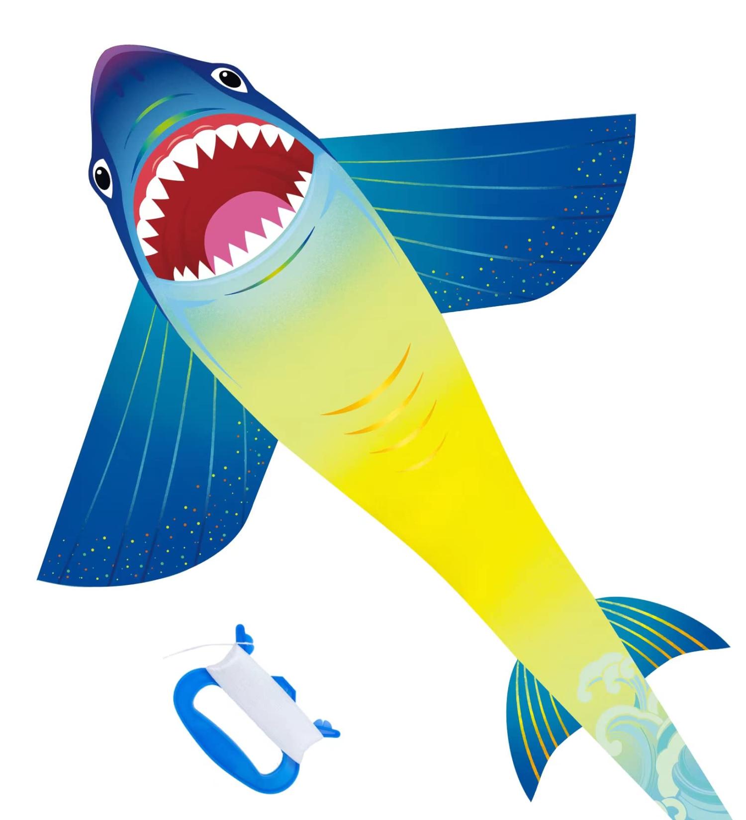 Nuoada Shark Kite for Kids and Adults - Easy-to-Fly Beginner Kite with Long Tail for Outdoor Beach Fun - Includes 270ft Kite Line and Bag - Buy Online on SooperMarket.com